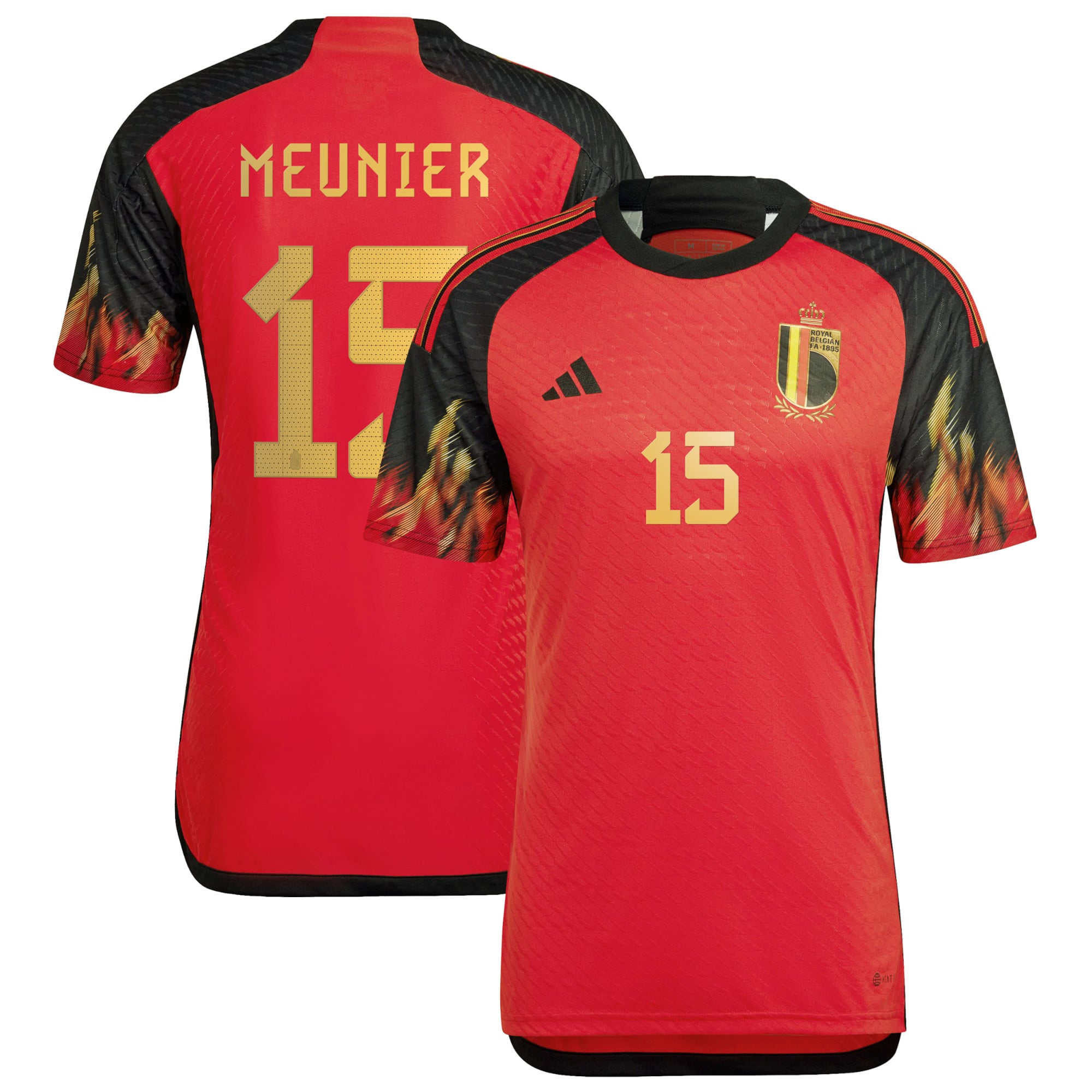 Belgium Home Authentic Shirt 2022 with Meunier 15 printing, , rebel_hi-res