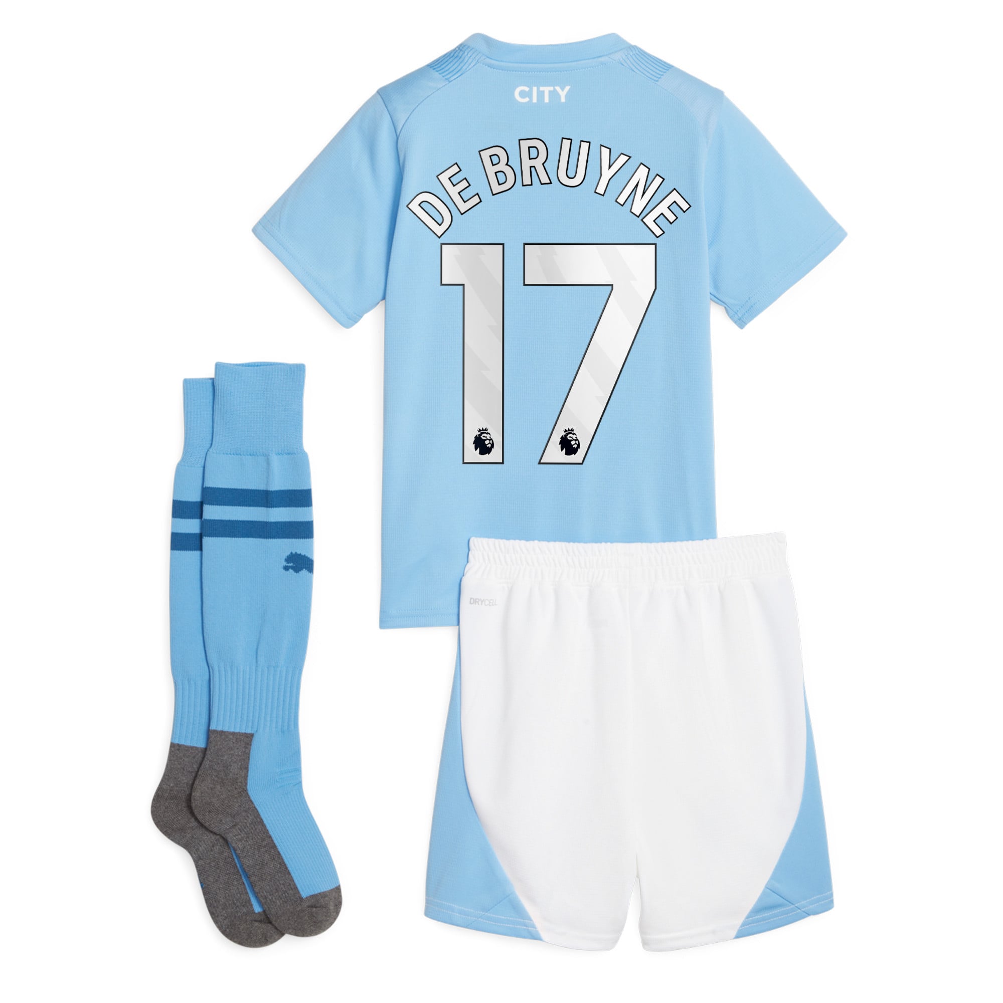 Manchester City Puma Home Minikit 2023-24 with De Bruyne 17 printing, , rebel_hi-res