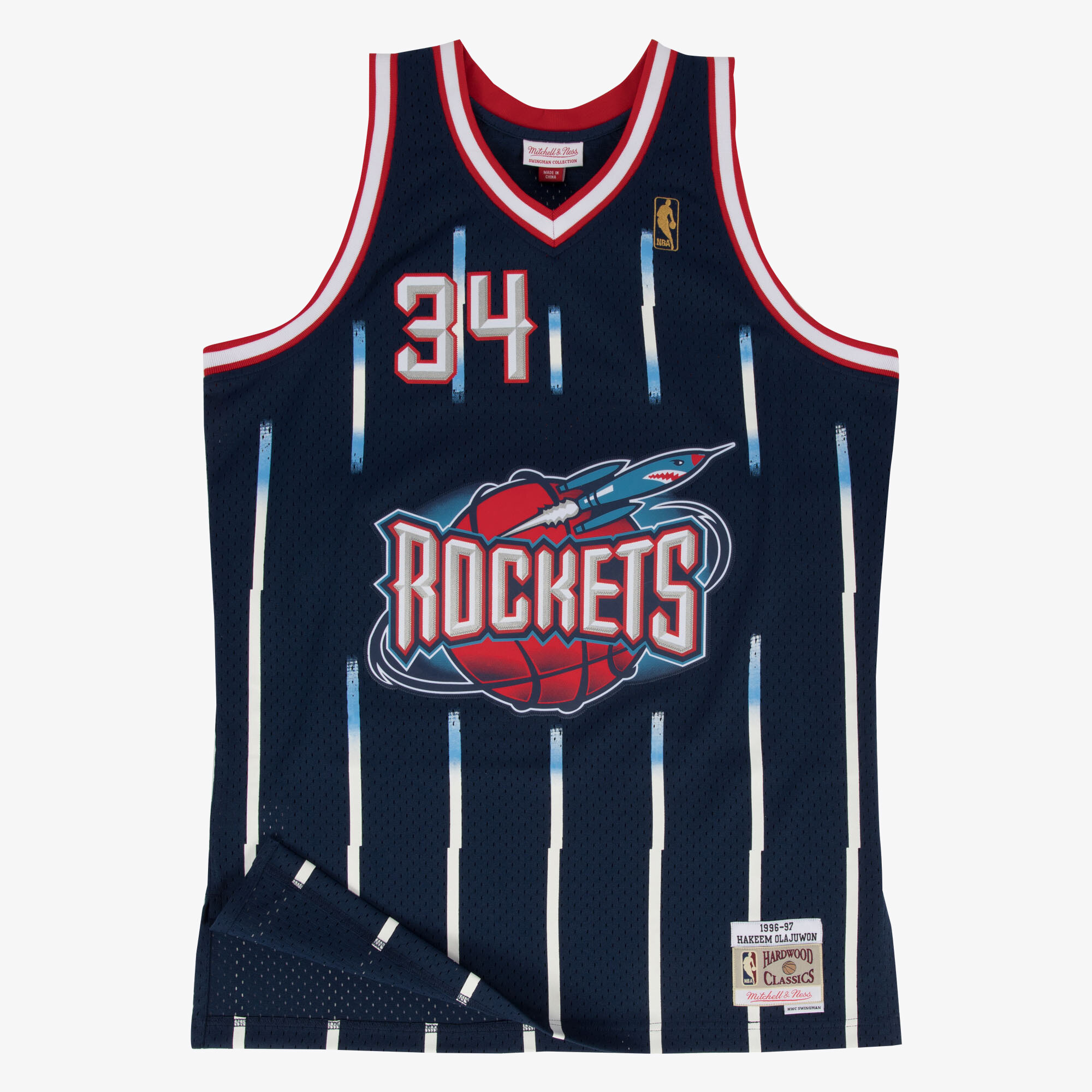 Houston Rockets Jersey Color Code Mens Houston Rockets Hakeem Olajuwon Hardwood Classics Road Swingman ...