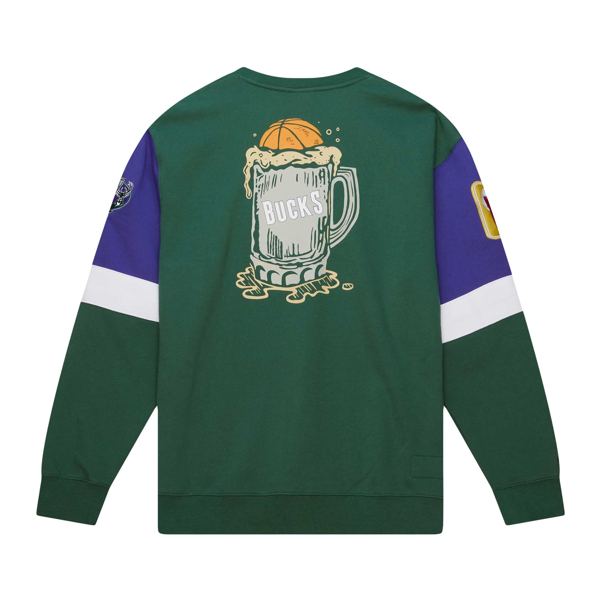 Milwaukee Bucks NBA All Over Crew Sweatshirt By Mitchell & Ness - Mens, , rebel_hi-res