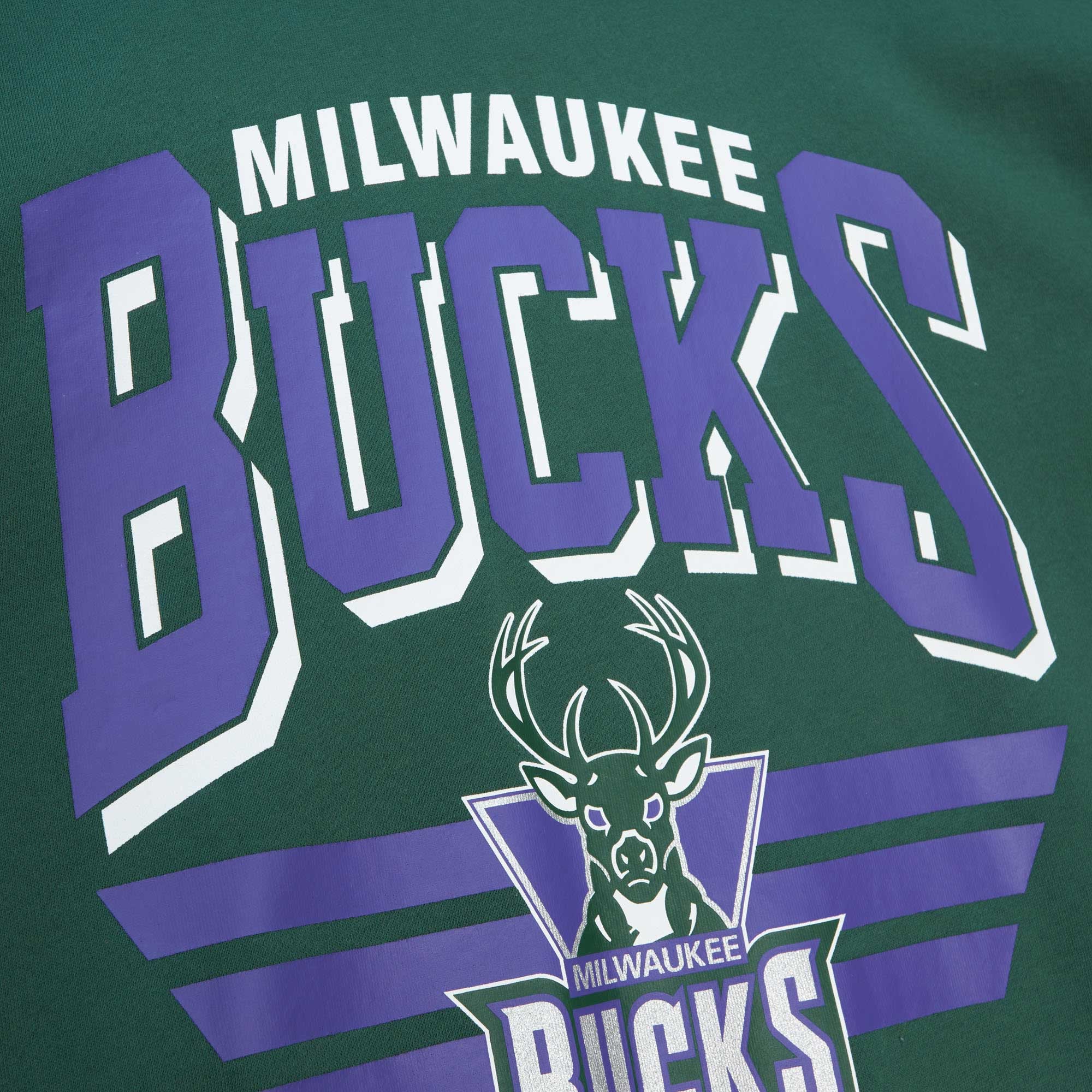 Milwaukee Bucks NBA All Over Crew Sweatshirt By Mitchell & Ness - Mens, , rebel_hi-res