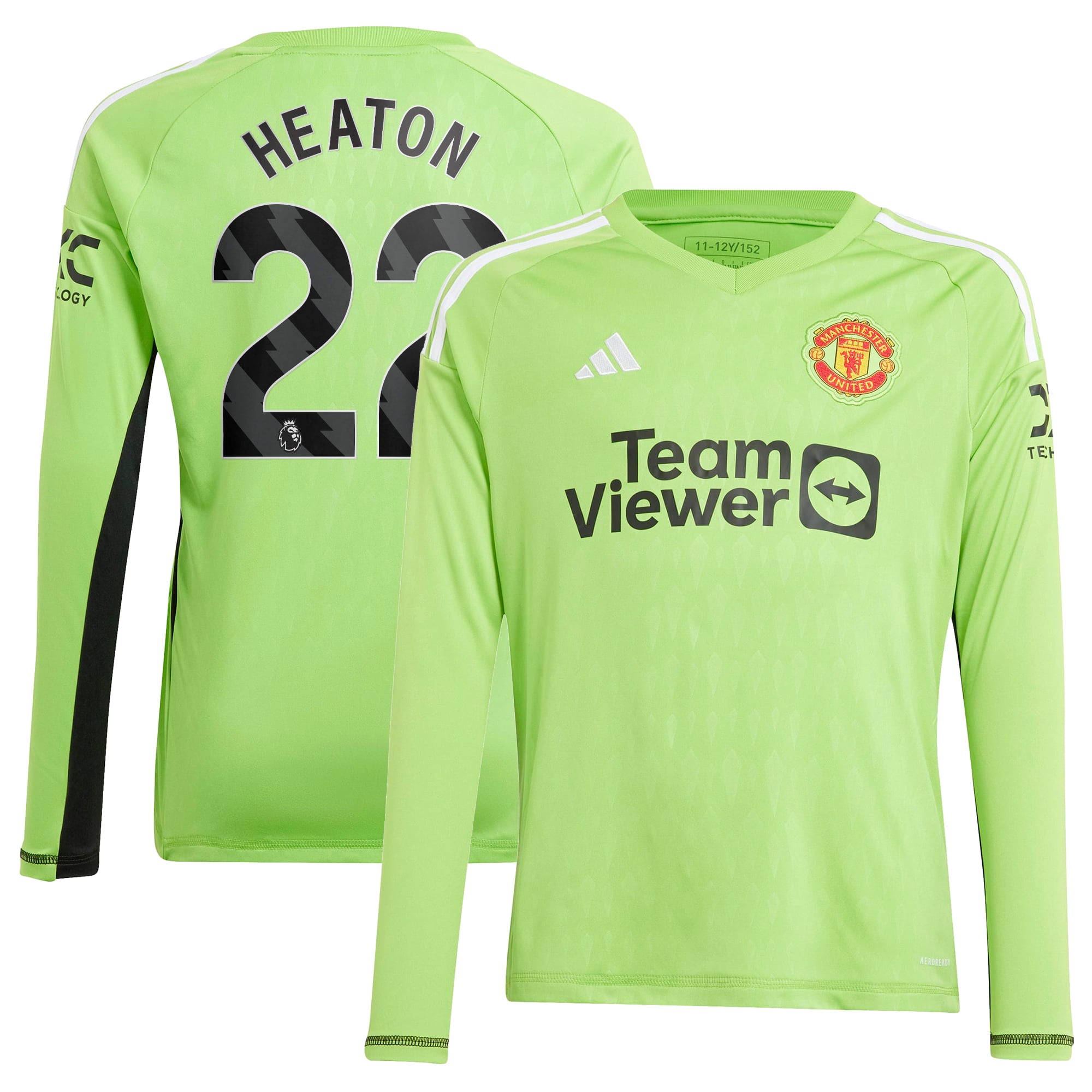 Manchester United adidas Home Goalkeeper Shirt 2023-24 - Kids - Long Sleeve with Heaton 22 printing, , rebel_hi-res