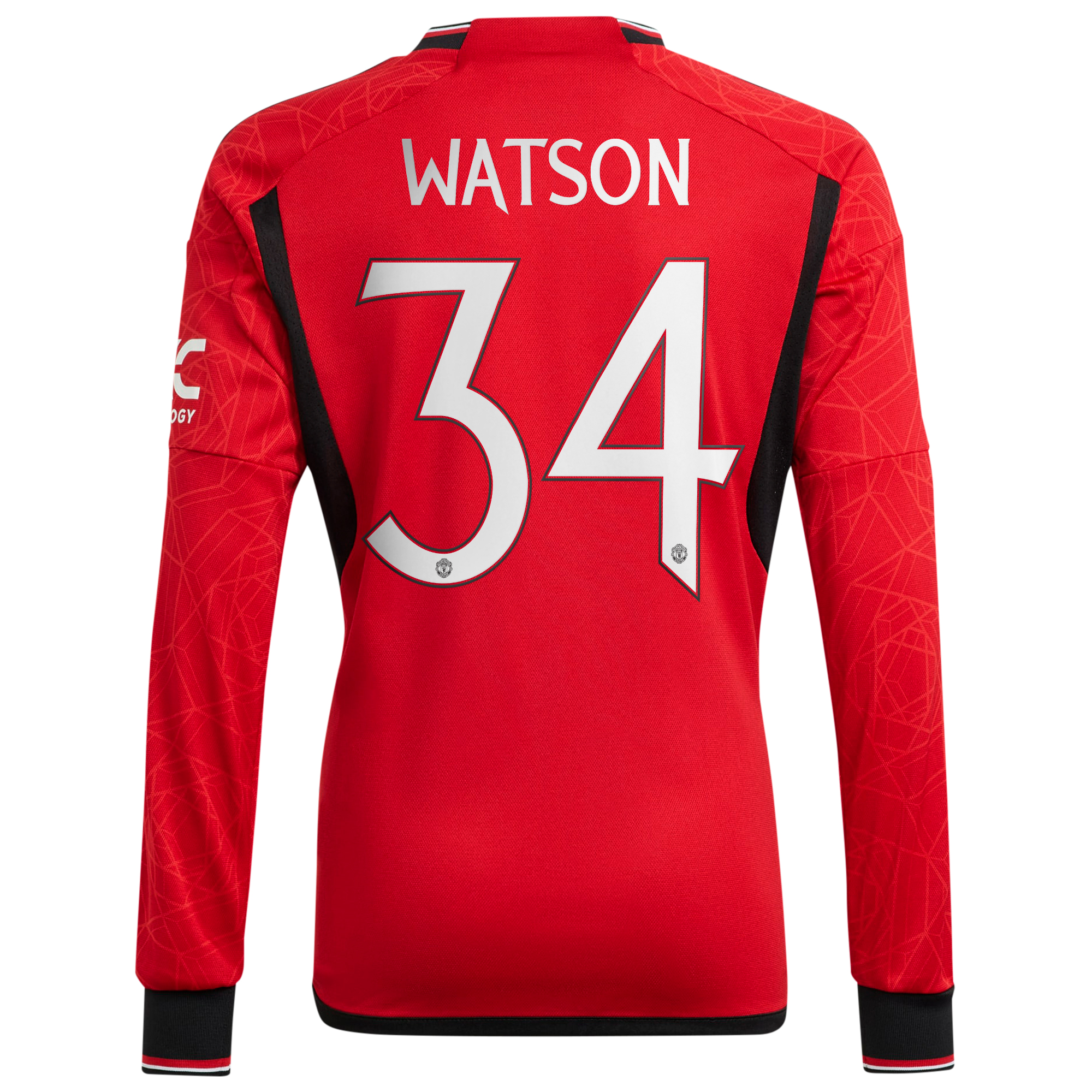 Manchester United Cup adidas Home Shirt 2023-24 - Long Sleeve - With Watson 34 Printing, , rebel_hi-res