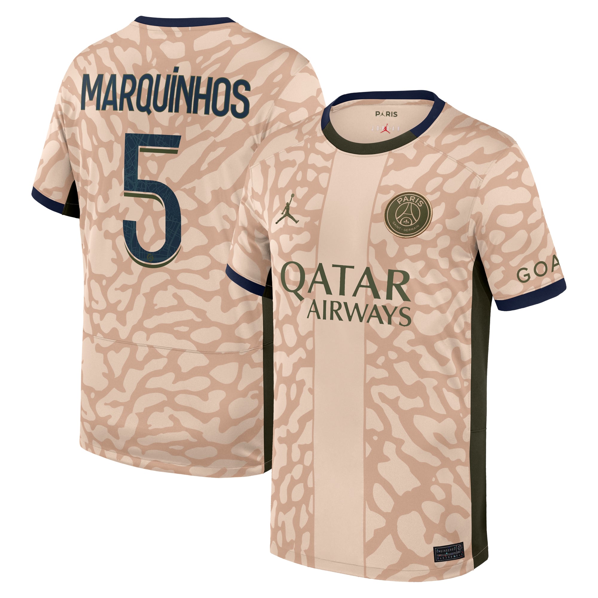 PSG Jordan Fourth Stadium Shirt 23/24 - Kids with Marquinhos 5 printing, , rebel_hi-res