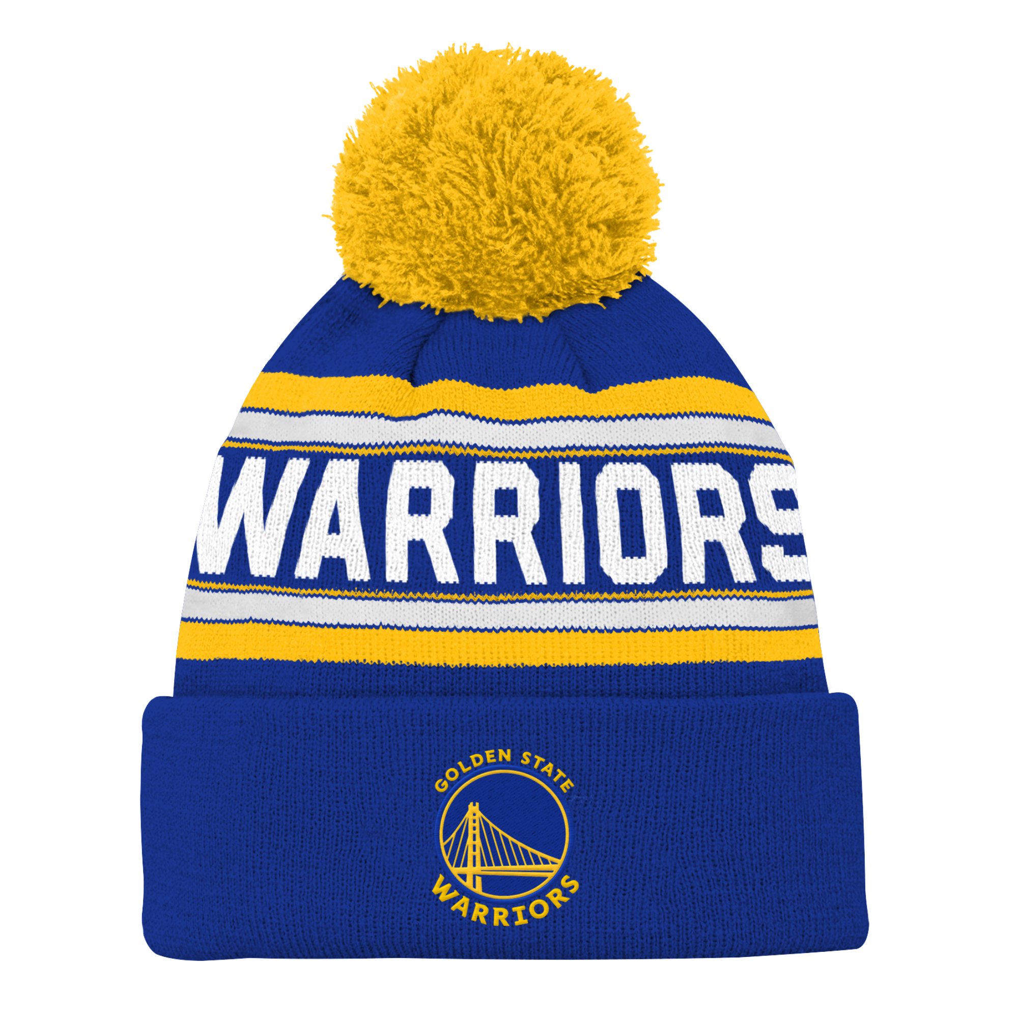 Golden State Warriors Jacquard Cuffed Knit With Pom - Youth, , rebel_hi-res