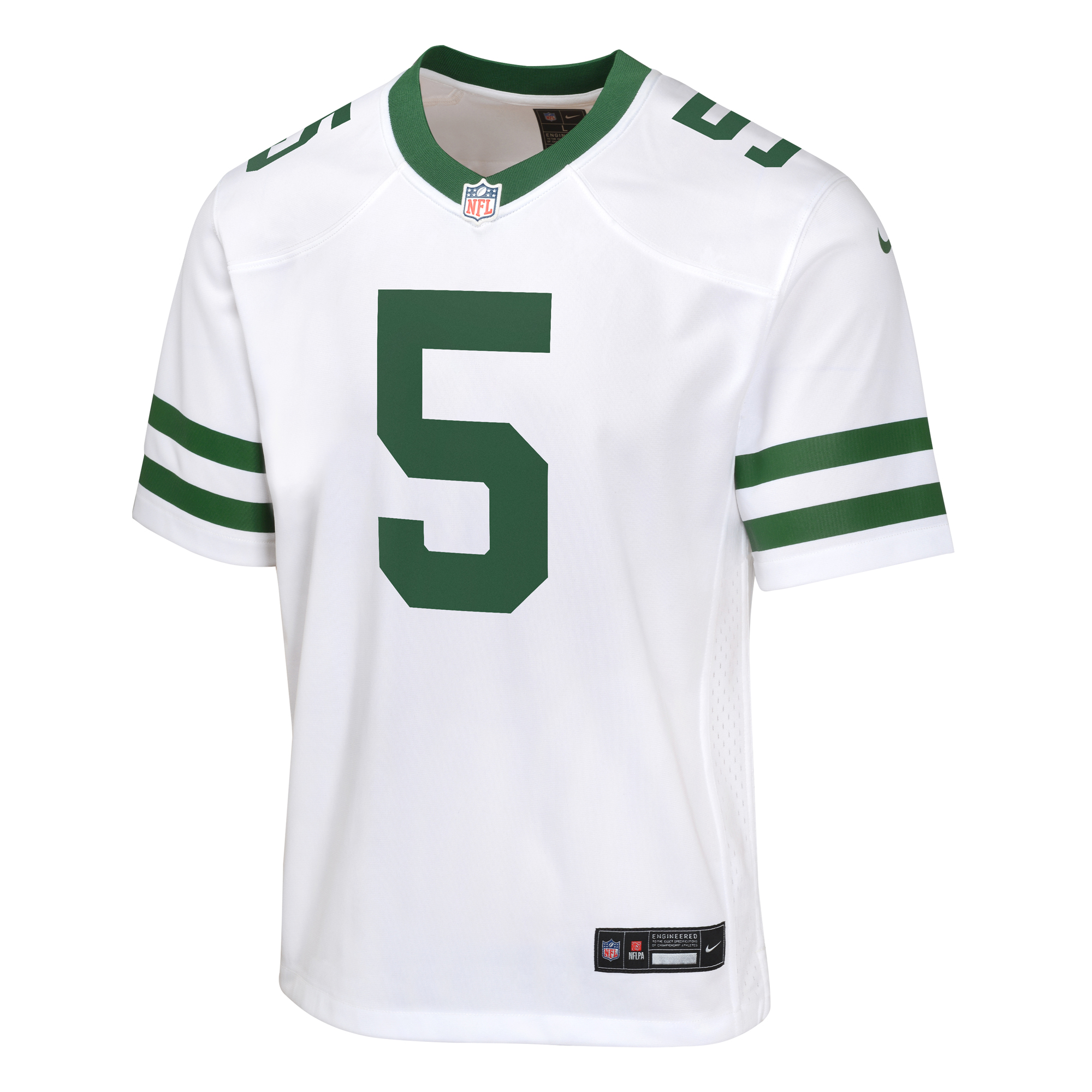 New York Jets Nike Road Game Jersey - White - Garrett Wilson - Youth, , rebel_hi-res