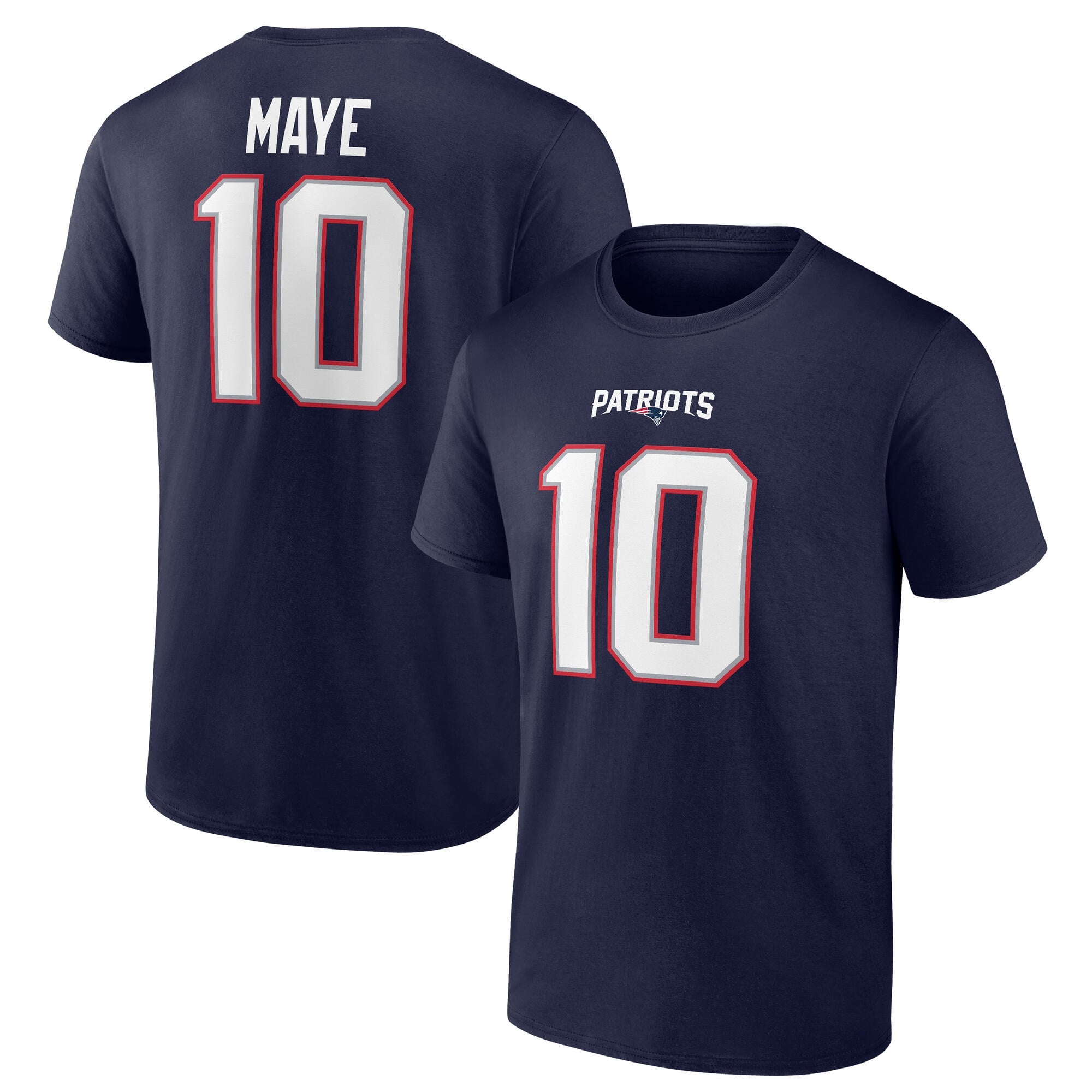 New England Patriots Name & Number Graphic T-Shirt - Drake Maye 10 - Mens