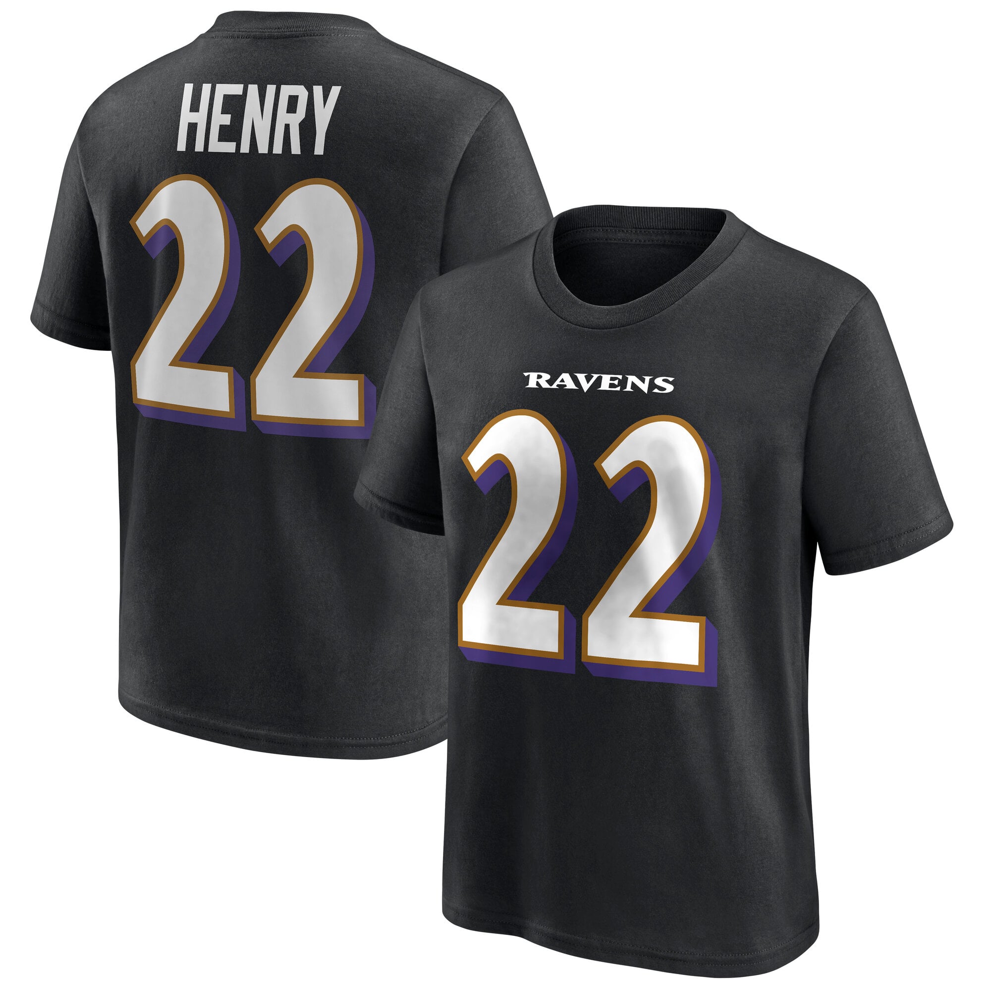 Baltimore Ravens Name & Number Graphic T-Shirt - Derrick Henry 22-Youth
