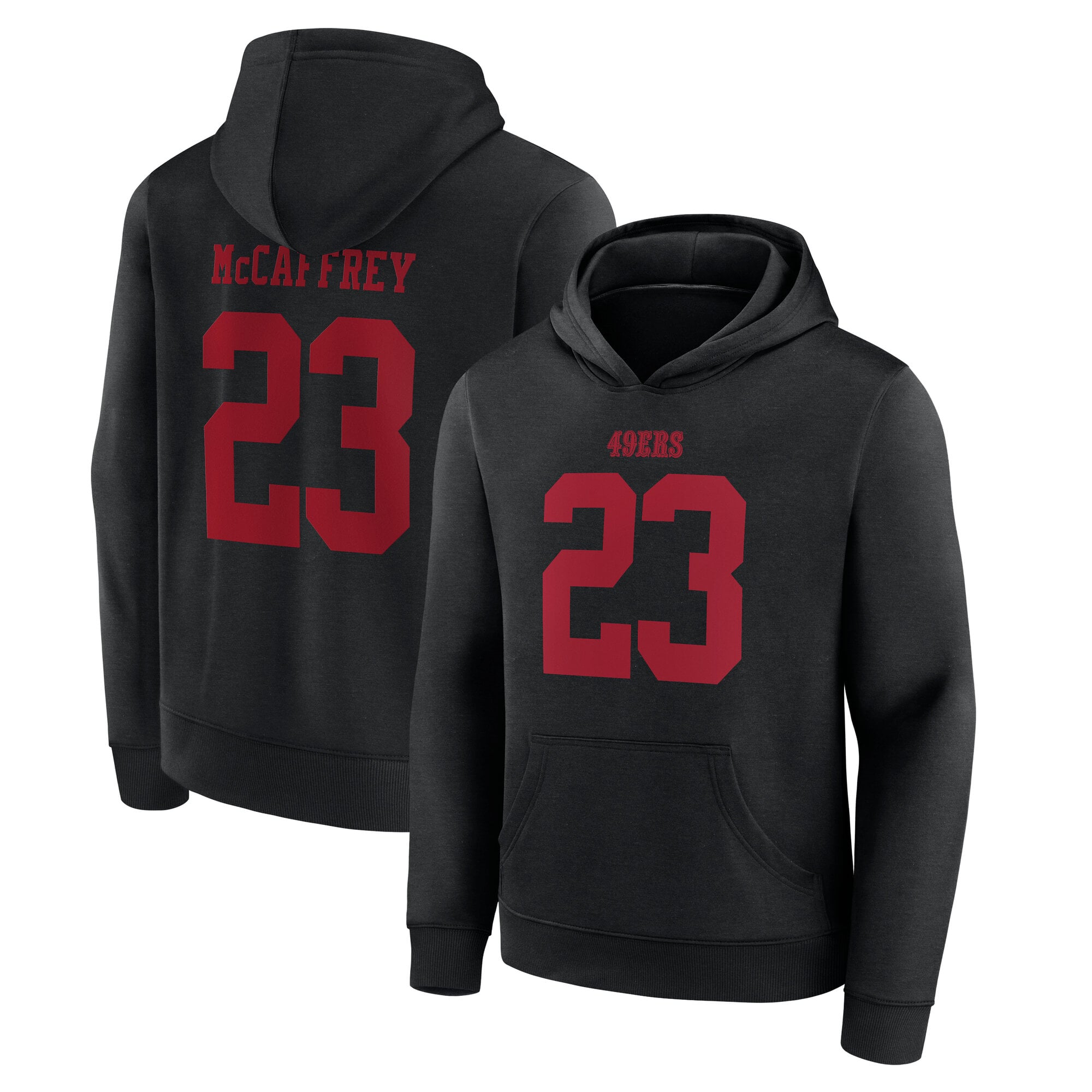 San Francisco 49ers Name & Number Graphic Hoodie -Christian McCaffrey 23-Youth