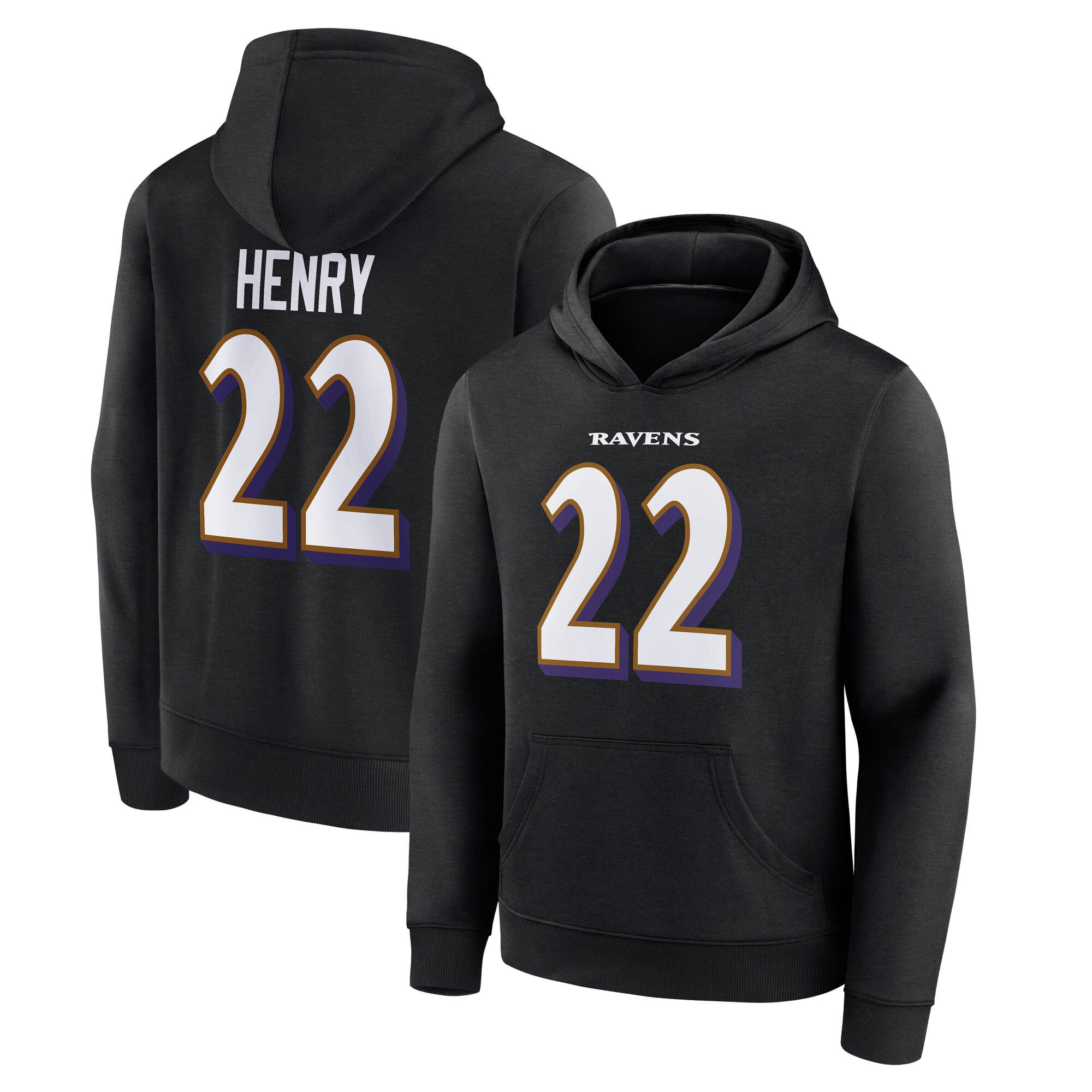 Baltimore Ravens Name & Number Graphic Hoodie -Derrick Henry 22-Youth