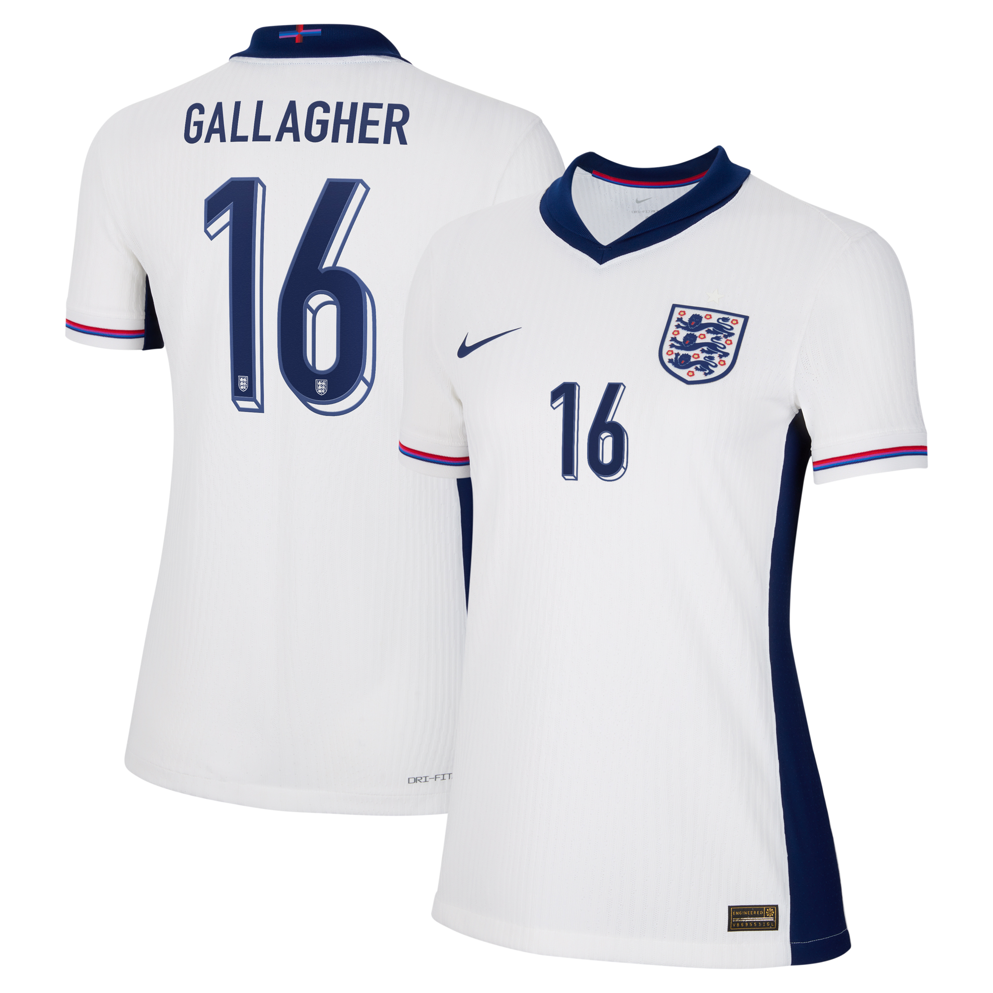 England Nike Dri Fit Adv Home Match Shirt 2024 - Womens with Gallagher 16 printing, , rebel_hi-res