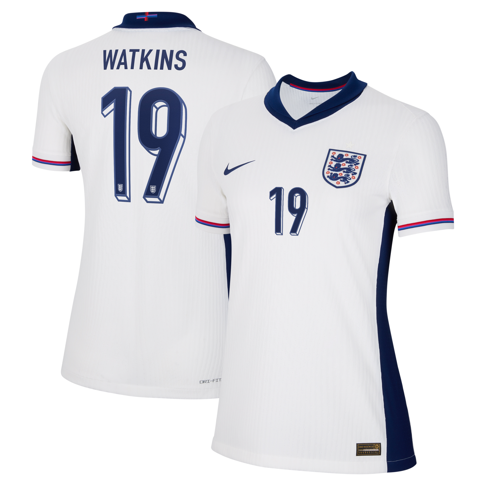 England Nike Dri Fit Adv Home Match Shirt 2024 - Womens with Watkins 19 printing, , rebel_hi-res