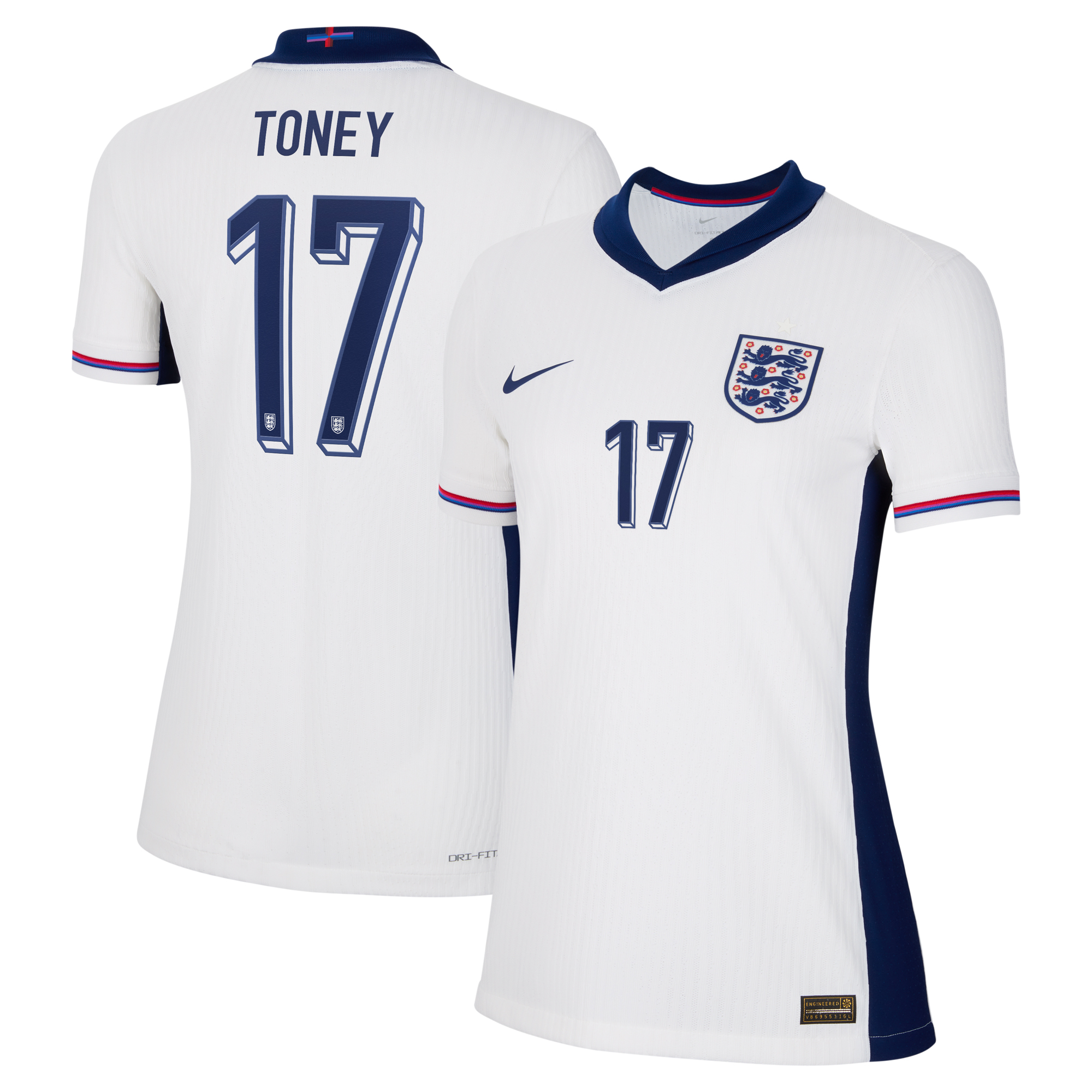 England Nike Dri Fit Adv Home Match Shirt 2024 - Womens with Toney 17 printing, , rebel_hi-res