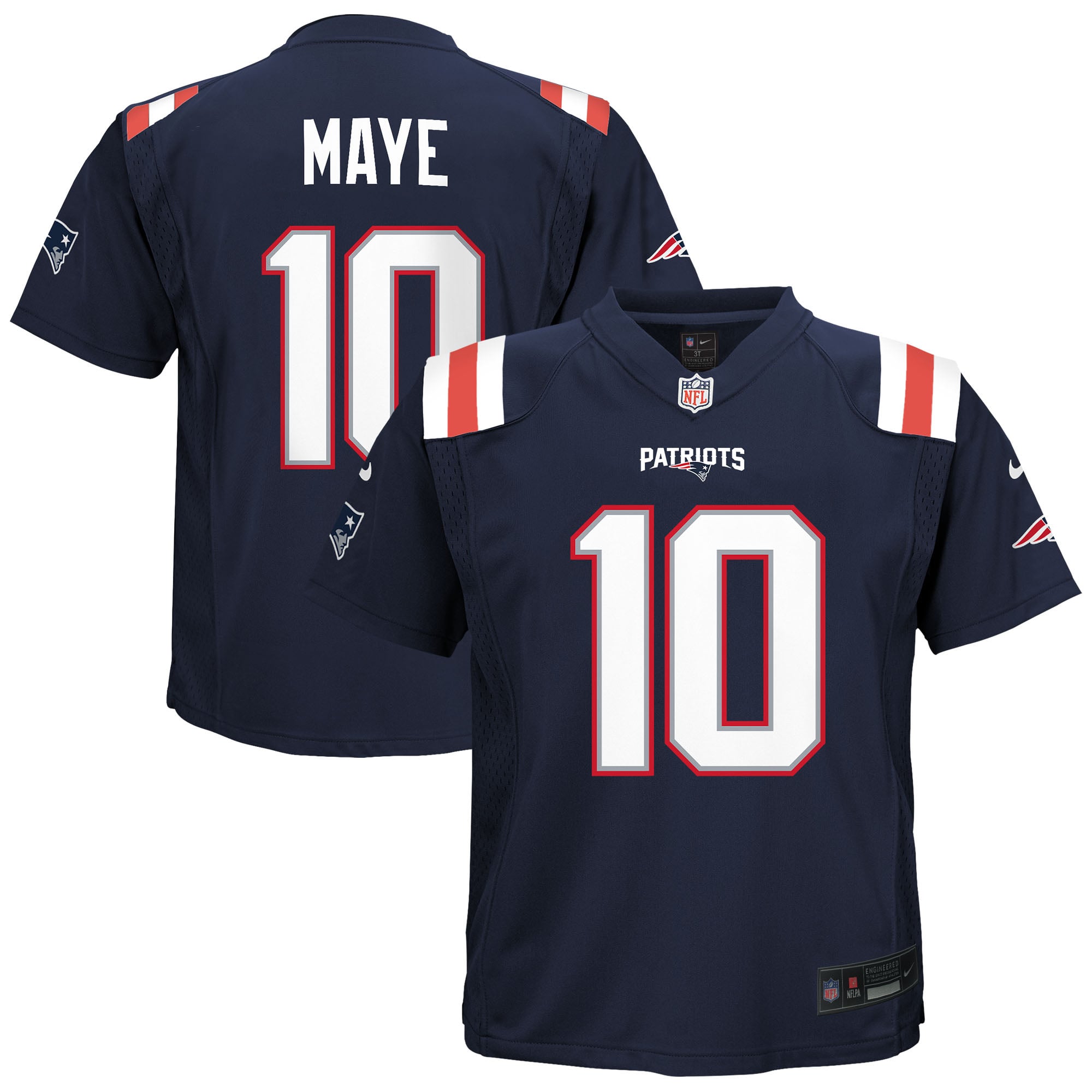New England Patriots Nike Home Game Team Colour Jersey - Navy - Drake Maye - Youth, , rebel_hi-res
