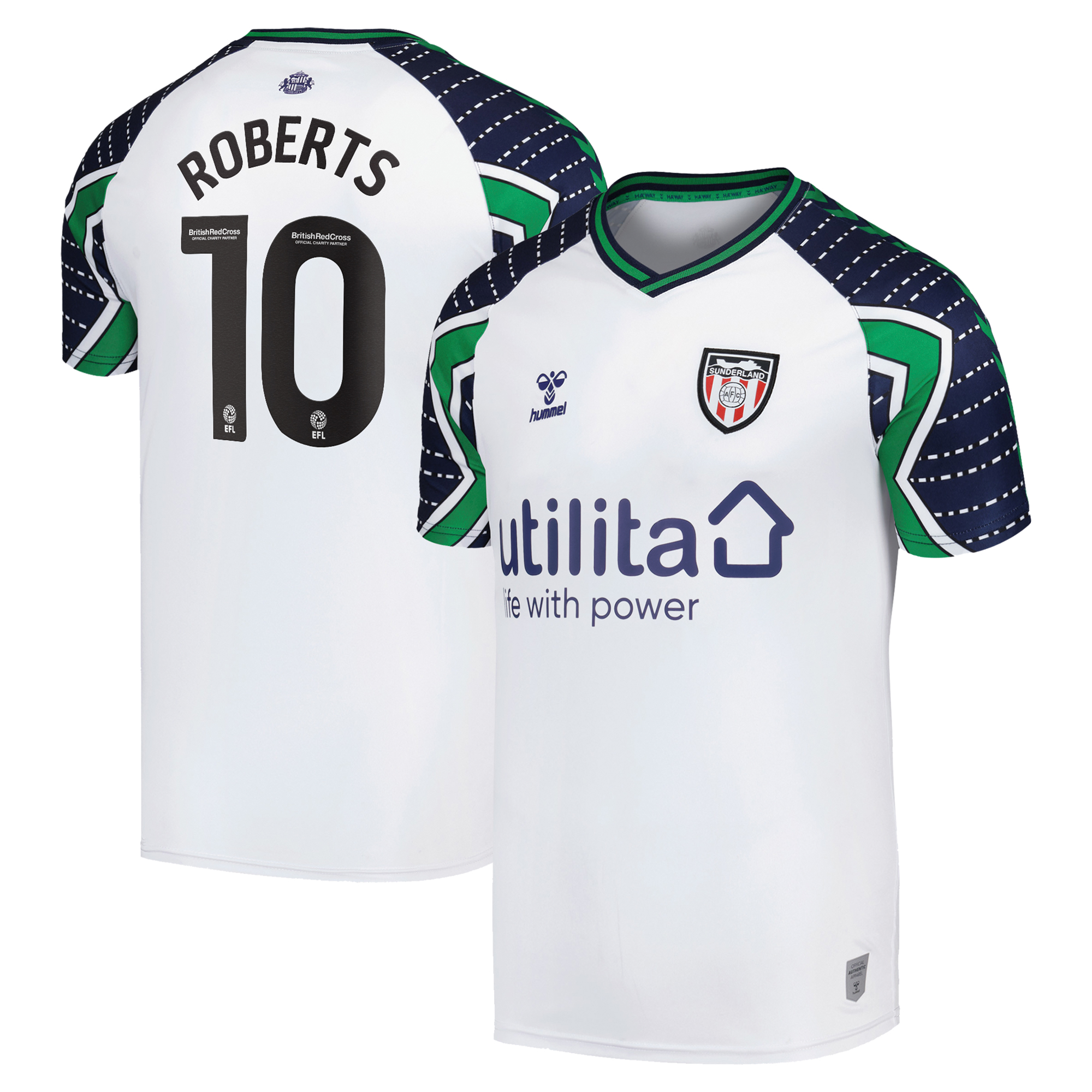 Sunderland Hummel Away Shirt 2024-25 - Kids with Roberts 10 printing, , rebel_hi-res