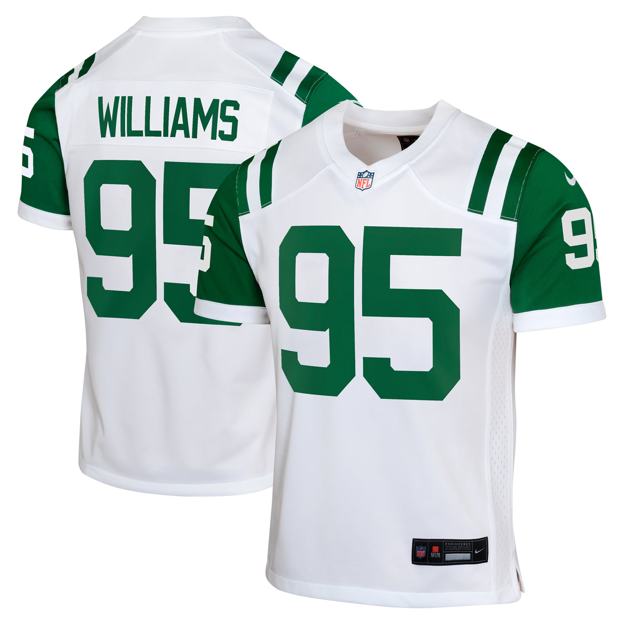 New York Jets Nike Classic Alternate Jersey - White - Quinnen Williams - Youth, , rebel_hi-res