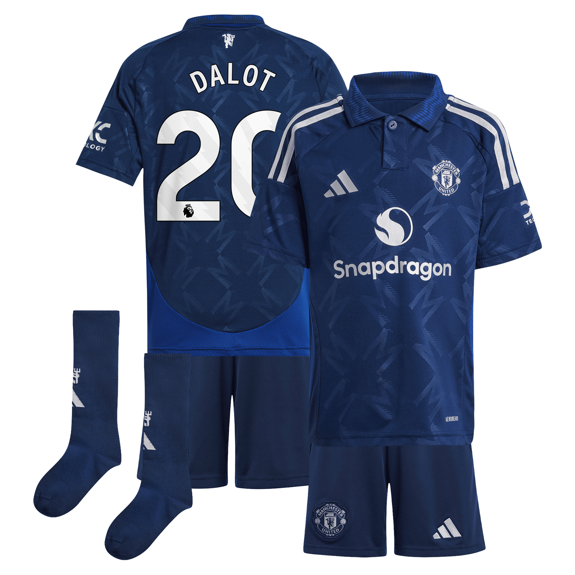 Manchester United EPL adidas Away Mini Kit 2024-25 with Dalot 20 ...