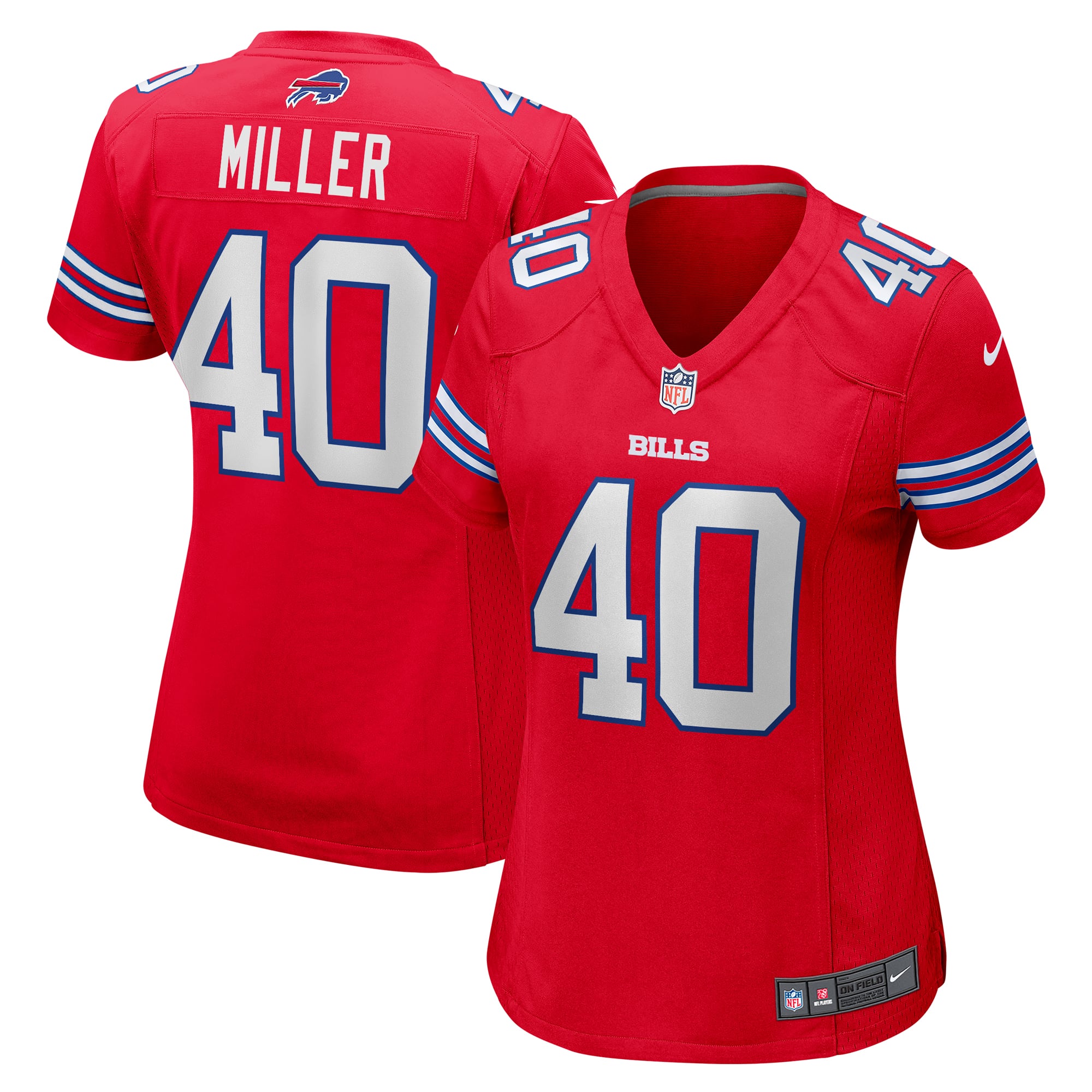 Buffalo Bills Nike Secondary Alternate Game Jersey - Red - Von Miller - Womens, , rebel_hi-res