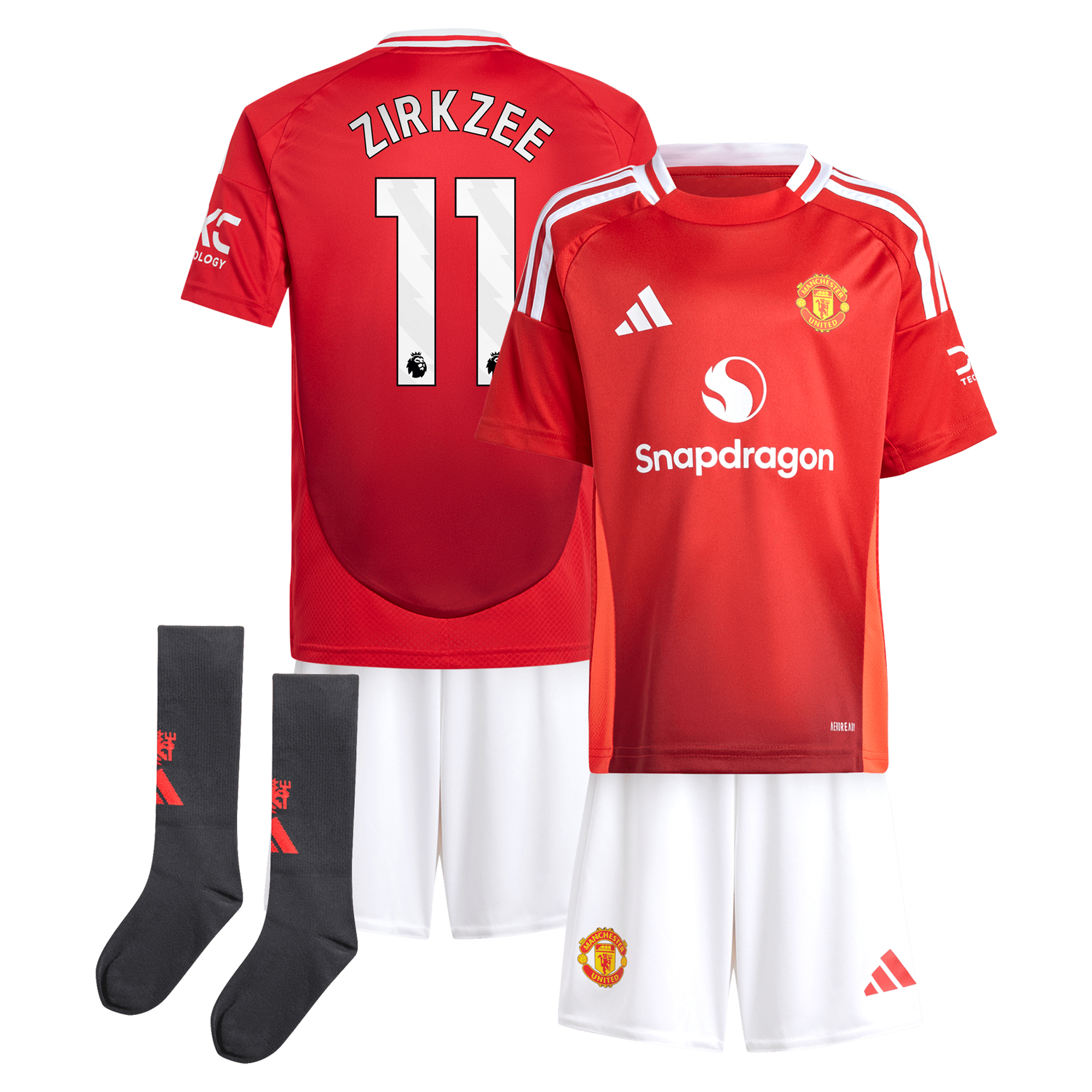 Manchester United EPL adidas Home Mini Kit 2024-25 with Zirkzee 11 ...