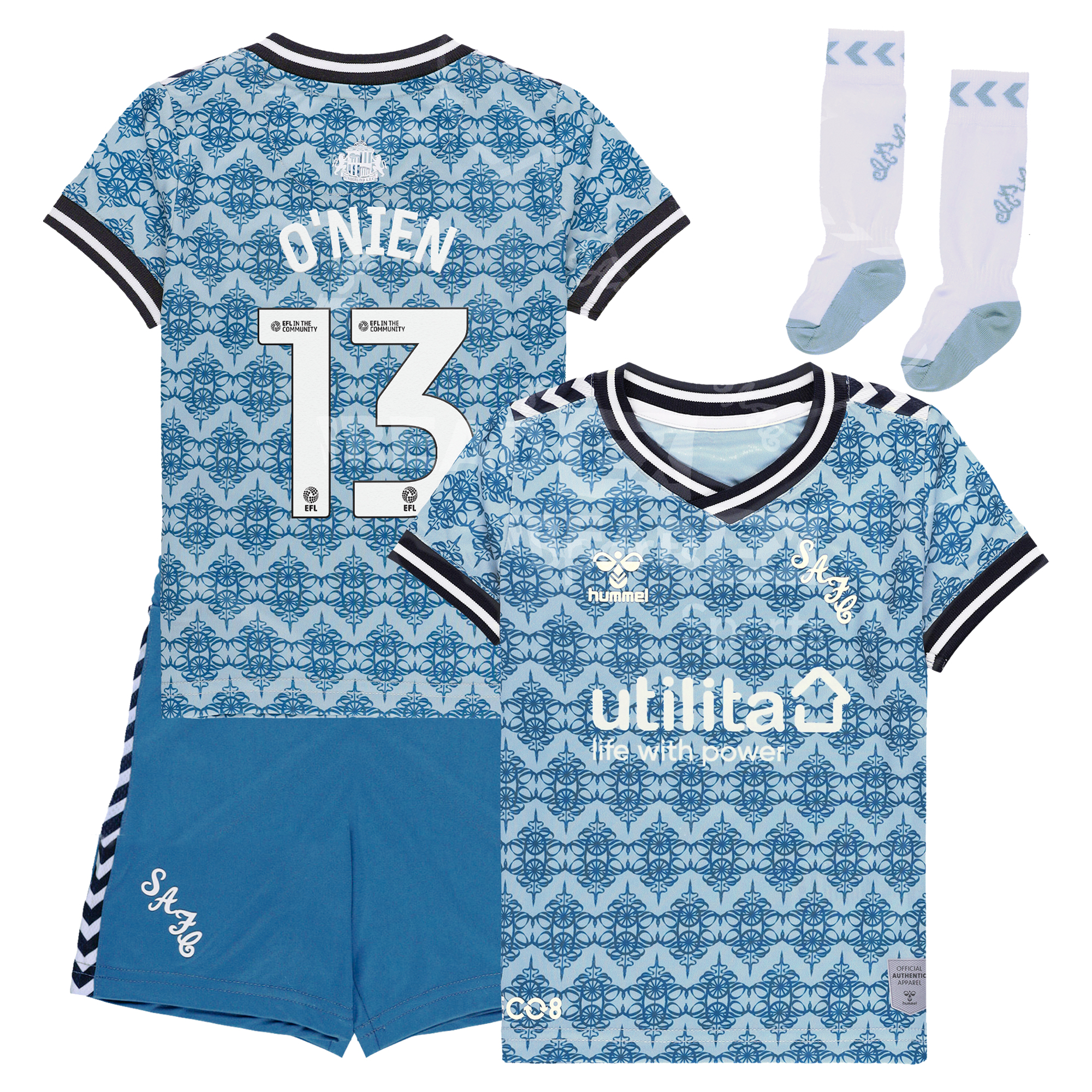 Sunderland Hummel Third Infant/BabyKit - 2024-25 with O'Nien 13 printing, , rebel_hi-res