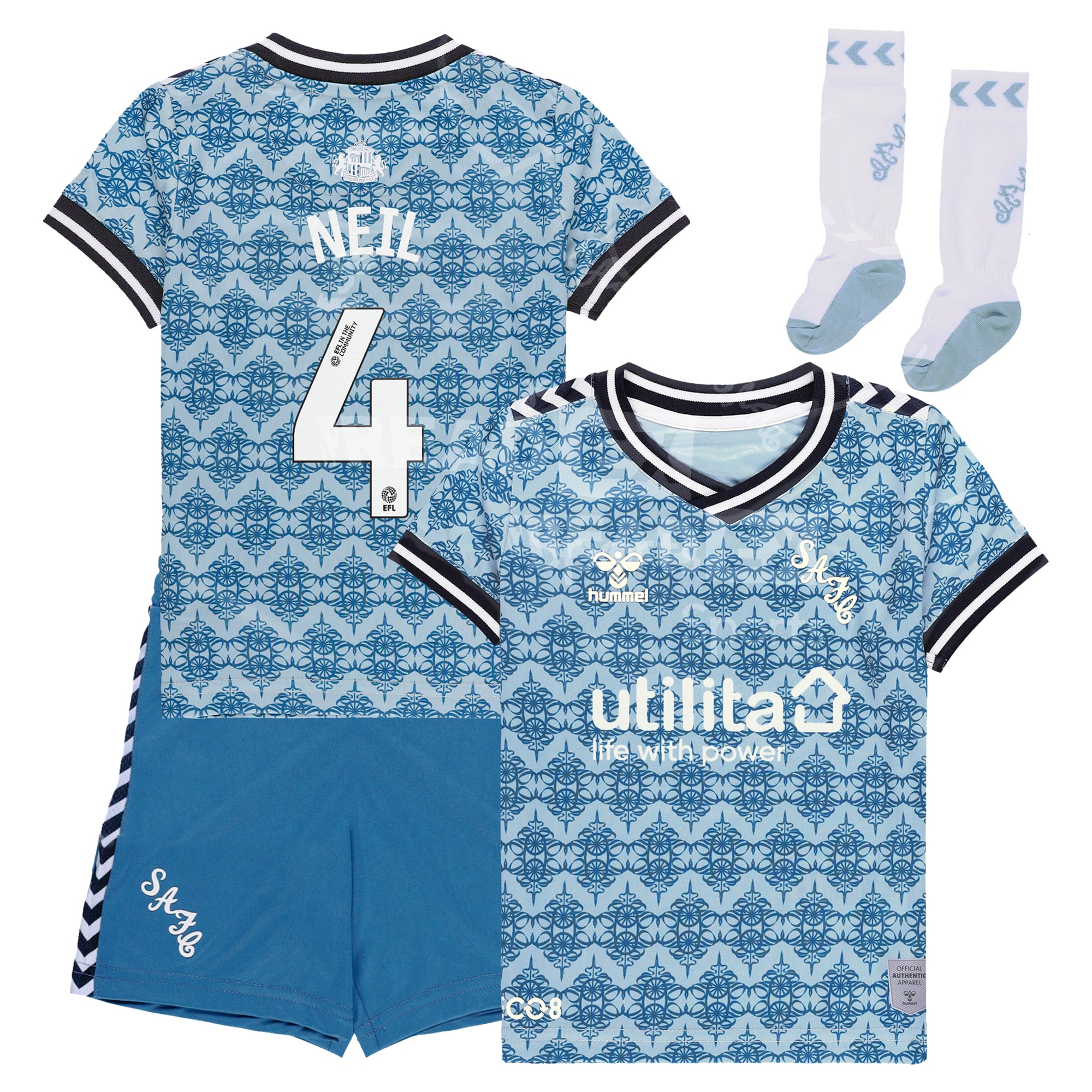 Sunderland Hummel Third Infant/BabyKit - 2024-25 with Neil 4 printing, , rebel_hi-res