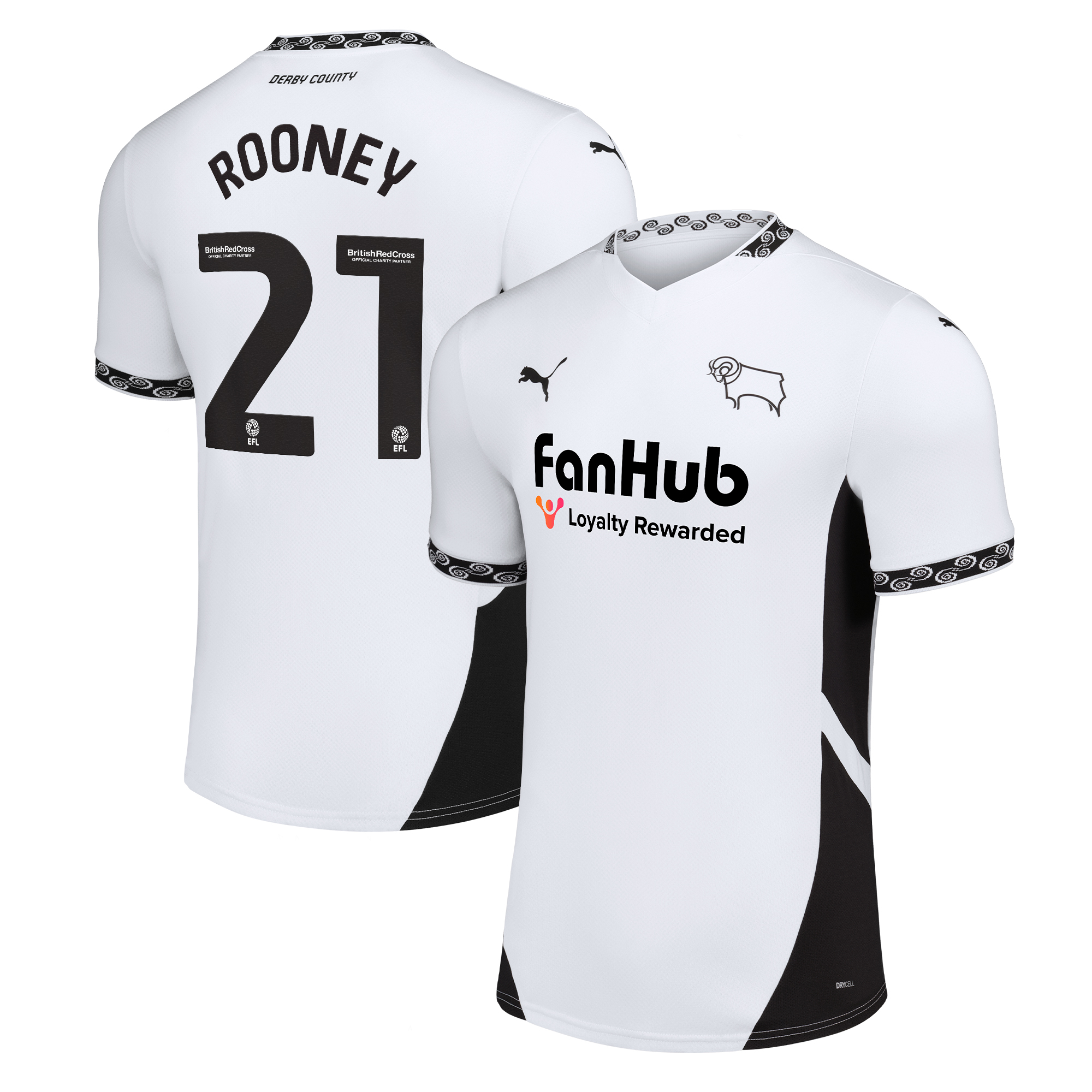Derby County Puma Home Shirt 2024-25 with Rooney 21 printing, , rebel_hi-res