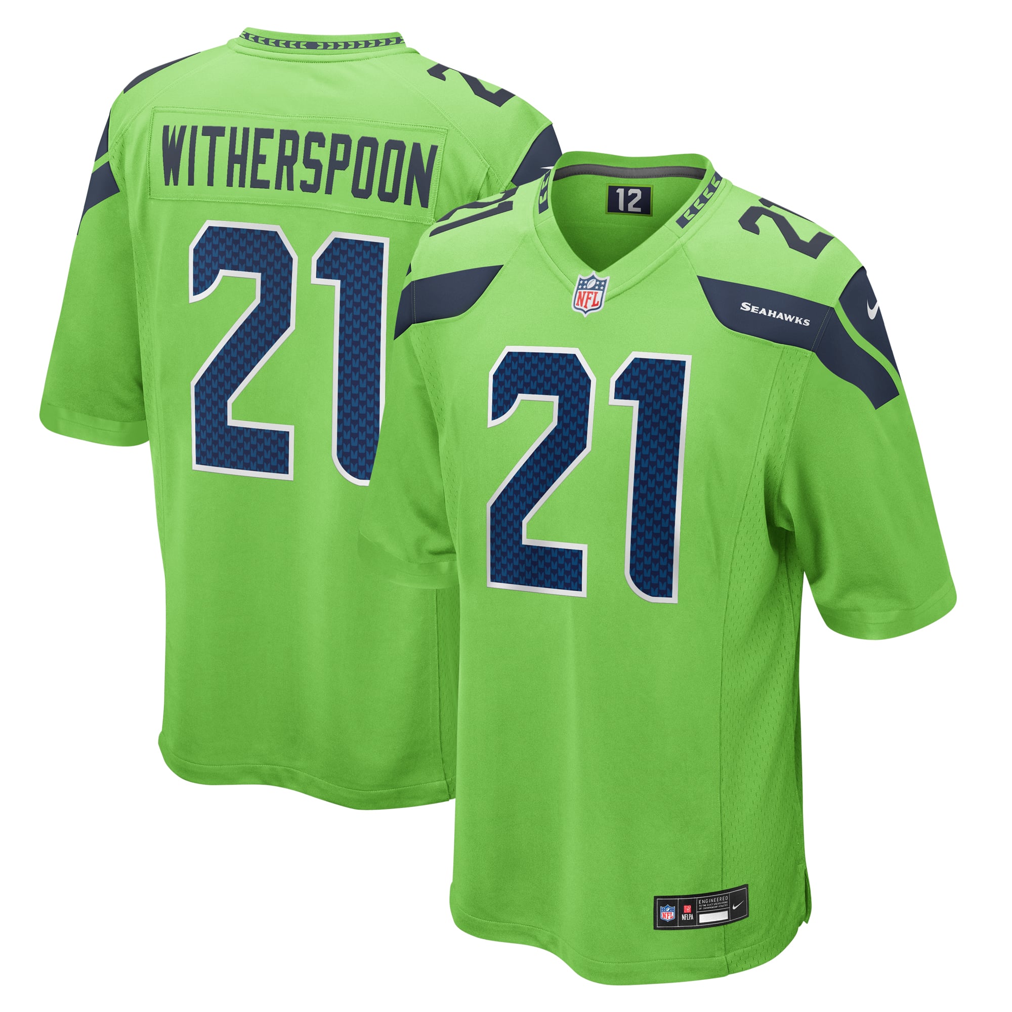 Seattle Seahawks Nike Secondary Alternate Game Jersey - Neon Green - Devon Witherspoon - Mens