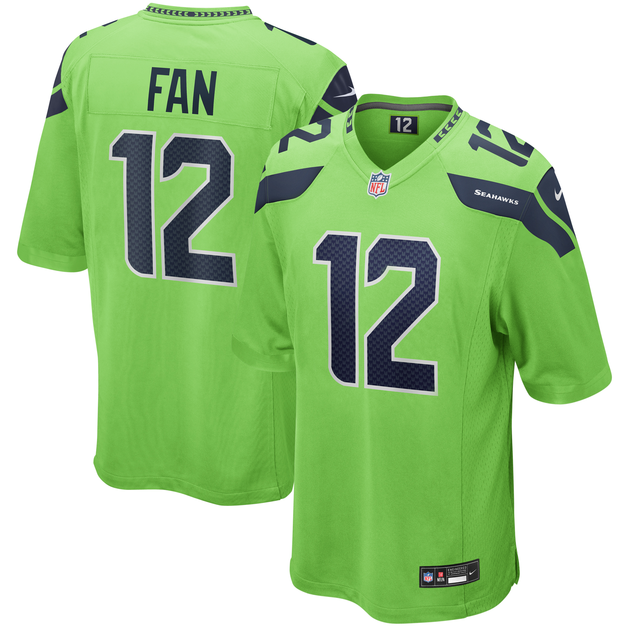 Seattle Seahawks Nike Secondary Alternate Game Jersey - Neon Green - 12th Fan - Mens, , rebel_hi-res