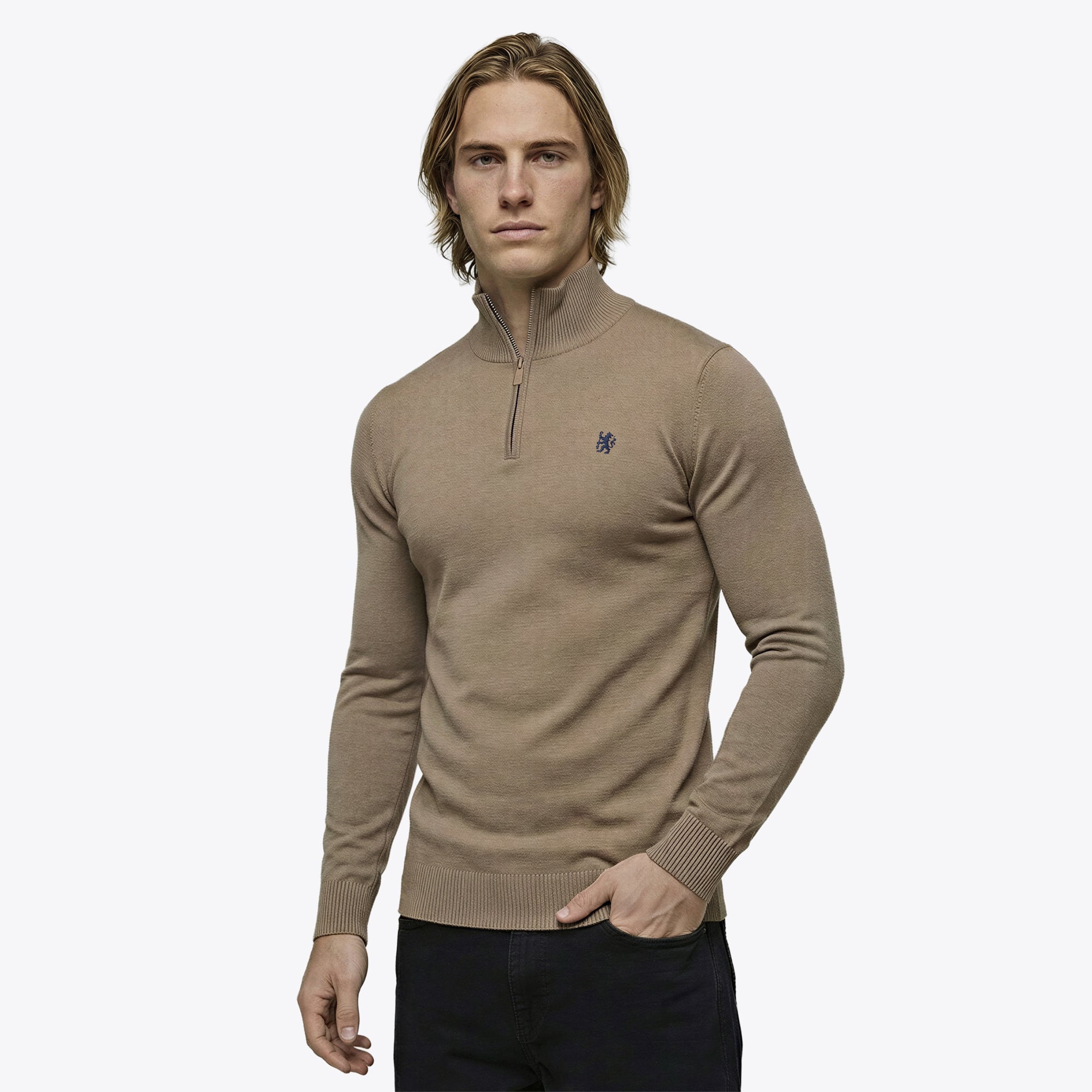 Chelsea 1/4 Zip Jumper - Fawn - Mens
