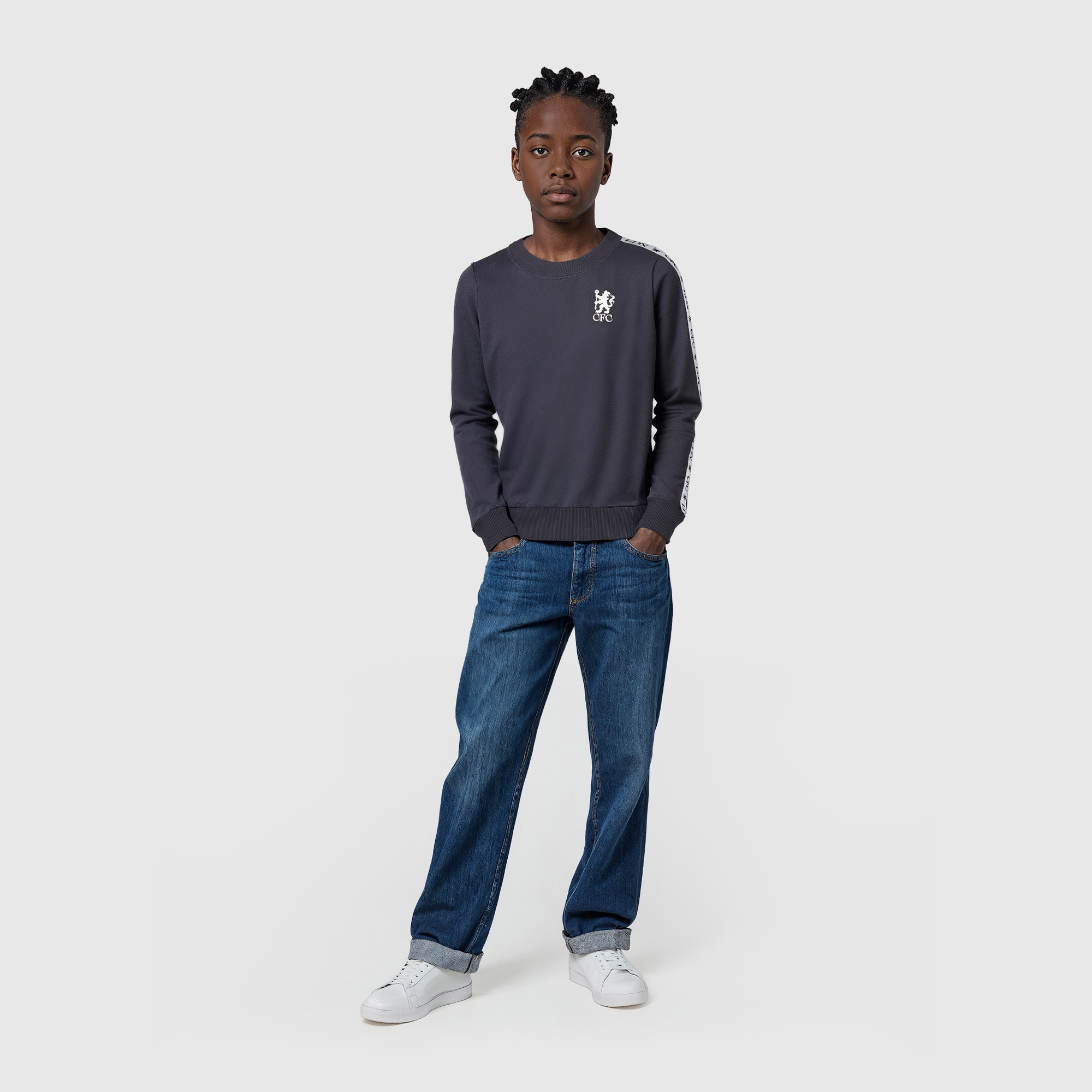 Chelsea 120 Year Anniversary CFC LDN Taped Sweatshirt - Grey - Kids, , rebel_hi-res