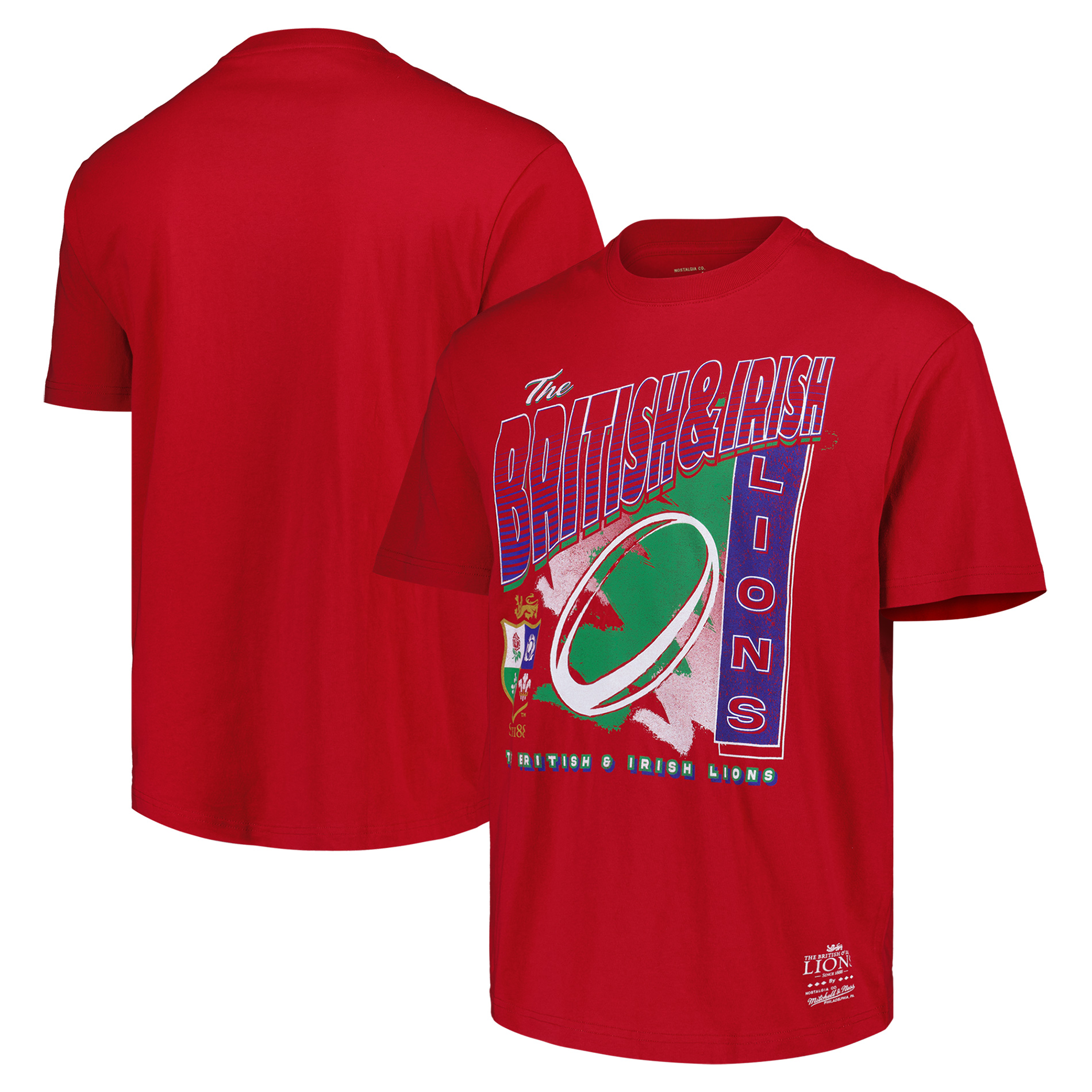 British & Irish Lions x Mitchell & Ness Retro Graphic T-Shirt - Red, , rebel_hi-res