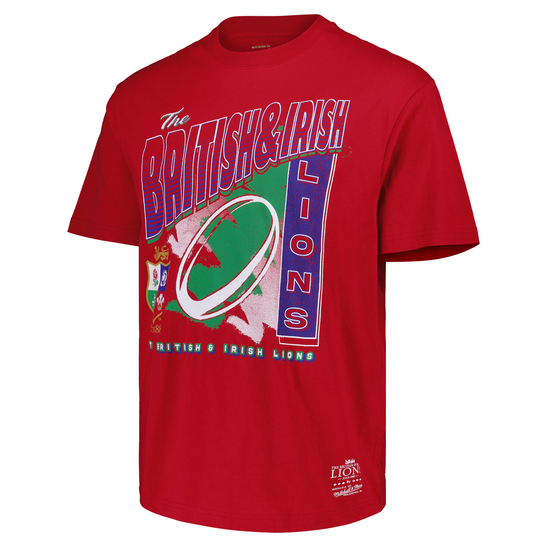 British & Irish Lions x Mitchell & Ness Retro Graphic T-Shirt - Red, , rebel_hi-res