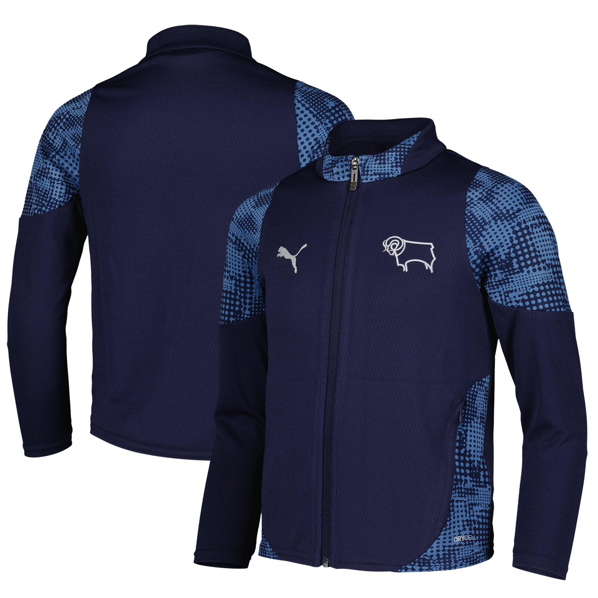 Derby County PUMA Training Jacket - Navy - Kids, , rebel_hi-res
