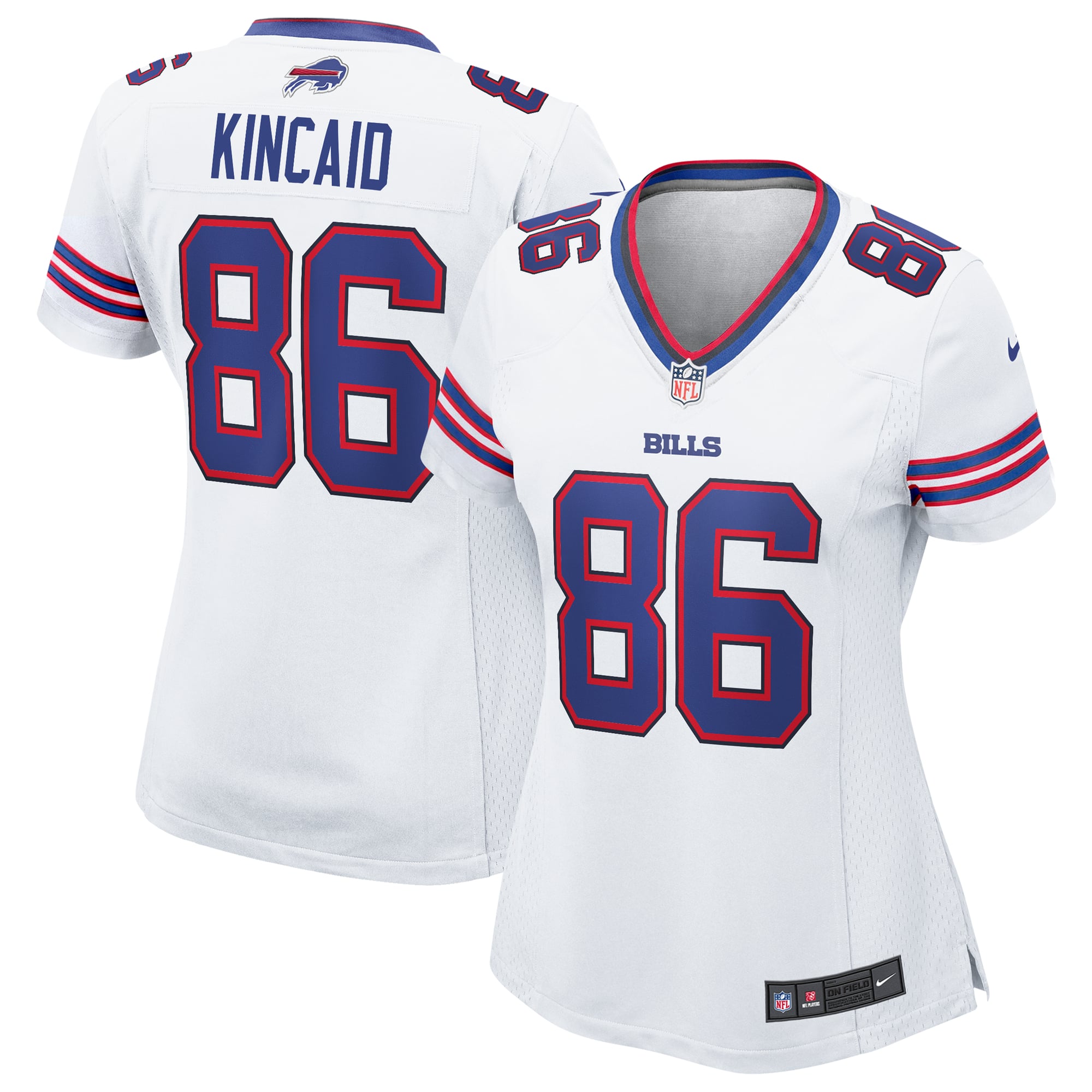 Buffalo Bills Nike Road Game Jersey - White - Dalton Kincaid - Womens