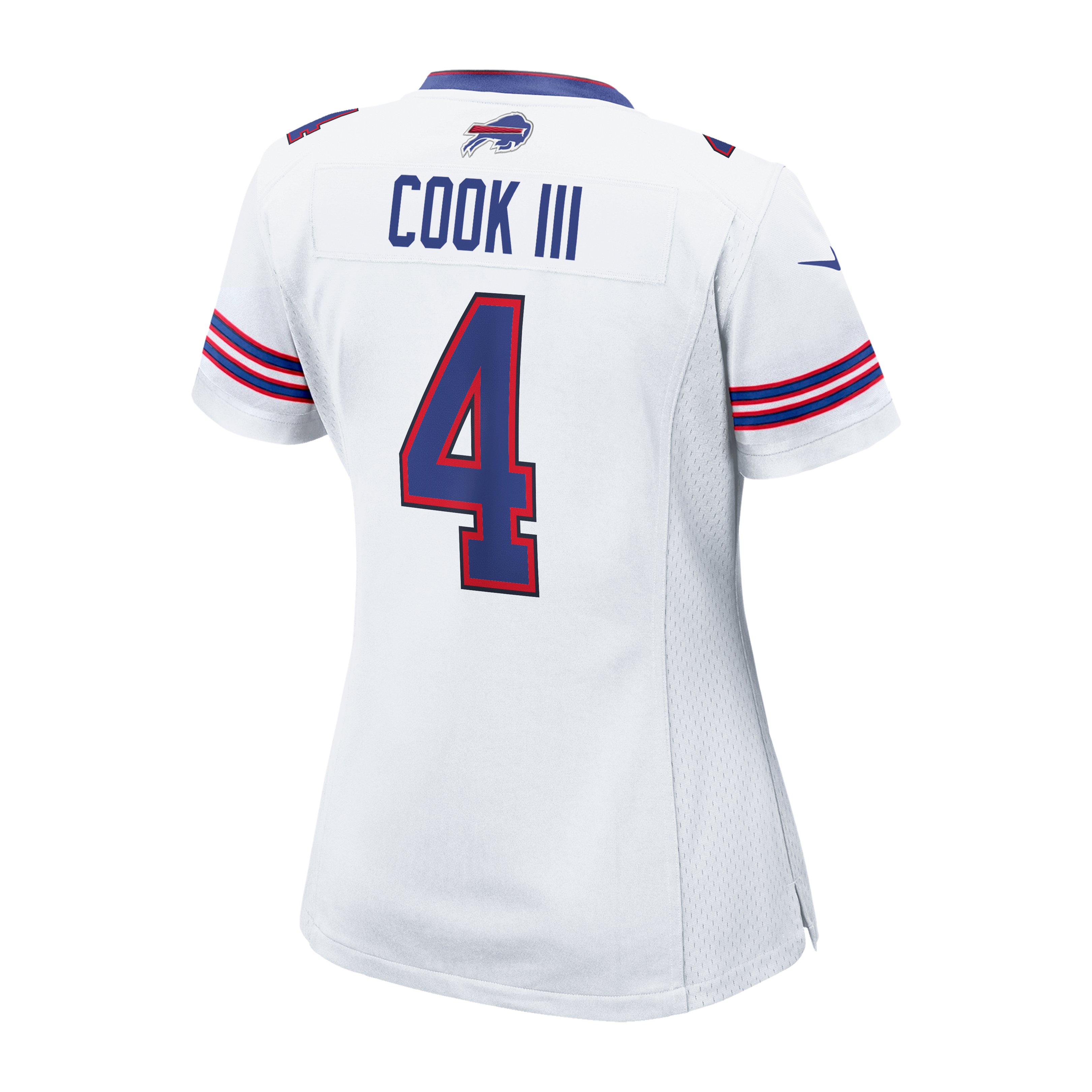 Buffalo Bills Nike Road Game Jersey - White - James Cook III - Womens, , rebel_hi-res
