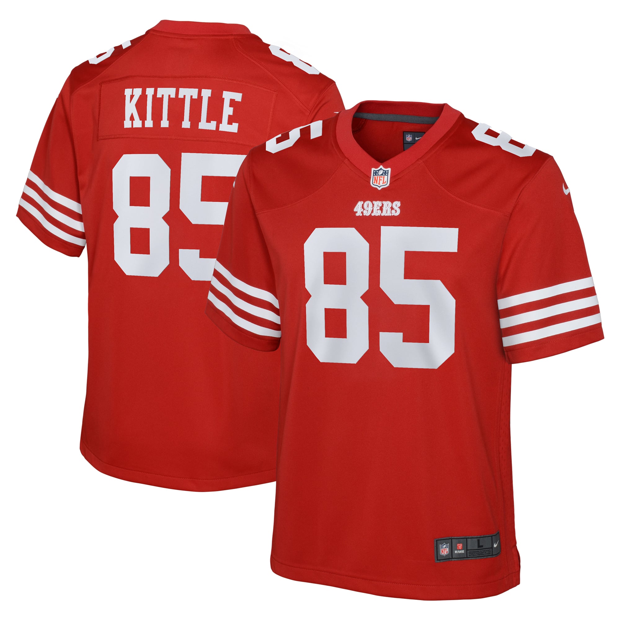 San Francisco 49ers Nike Home Game Jersey - Scarlet - George Kittle - Youth