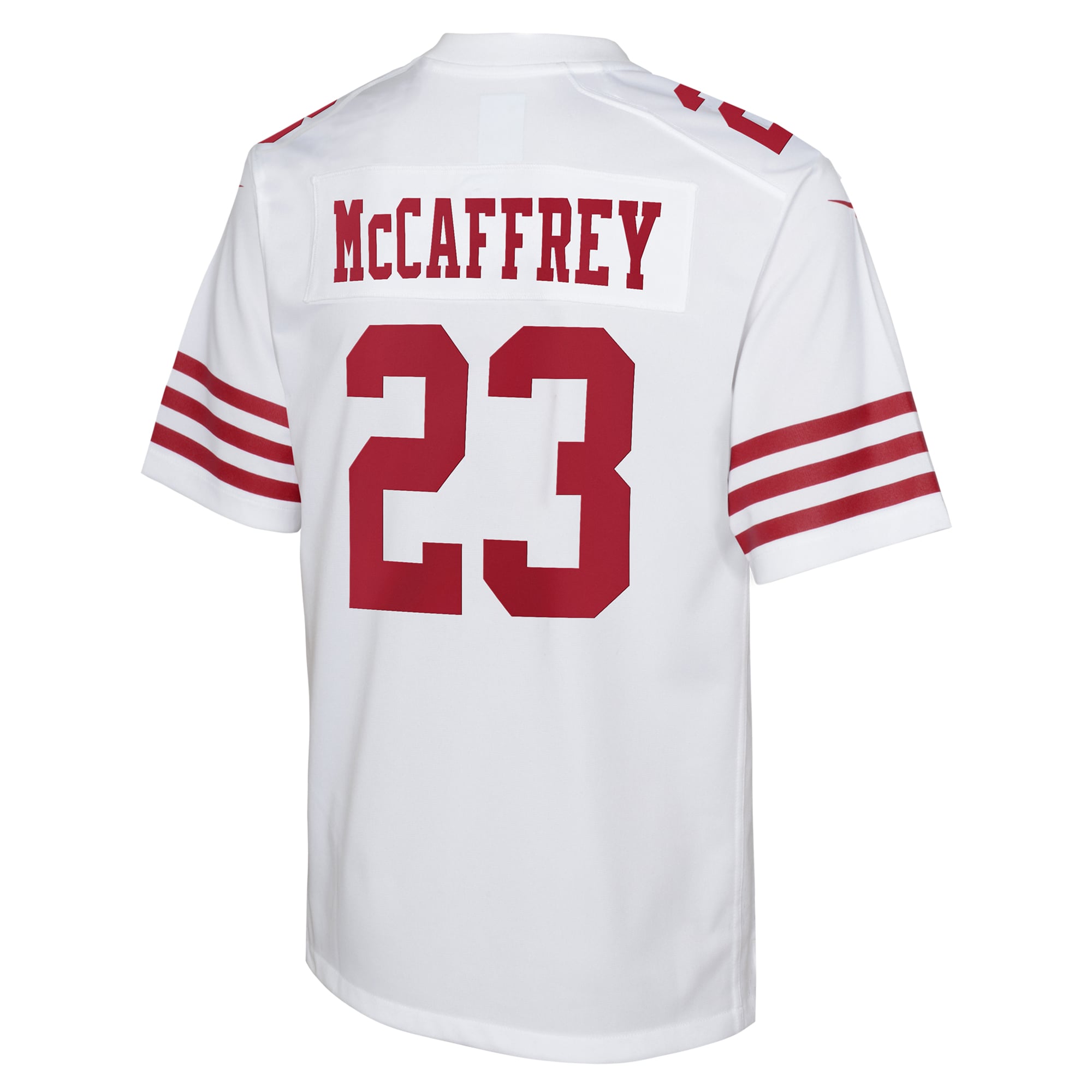San Francisco 49ers Nike Road Game Jersey - White - Christian McCaffrey - Youth, , rebel_hi-res