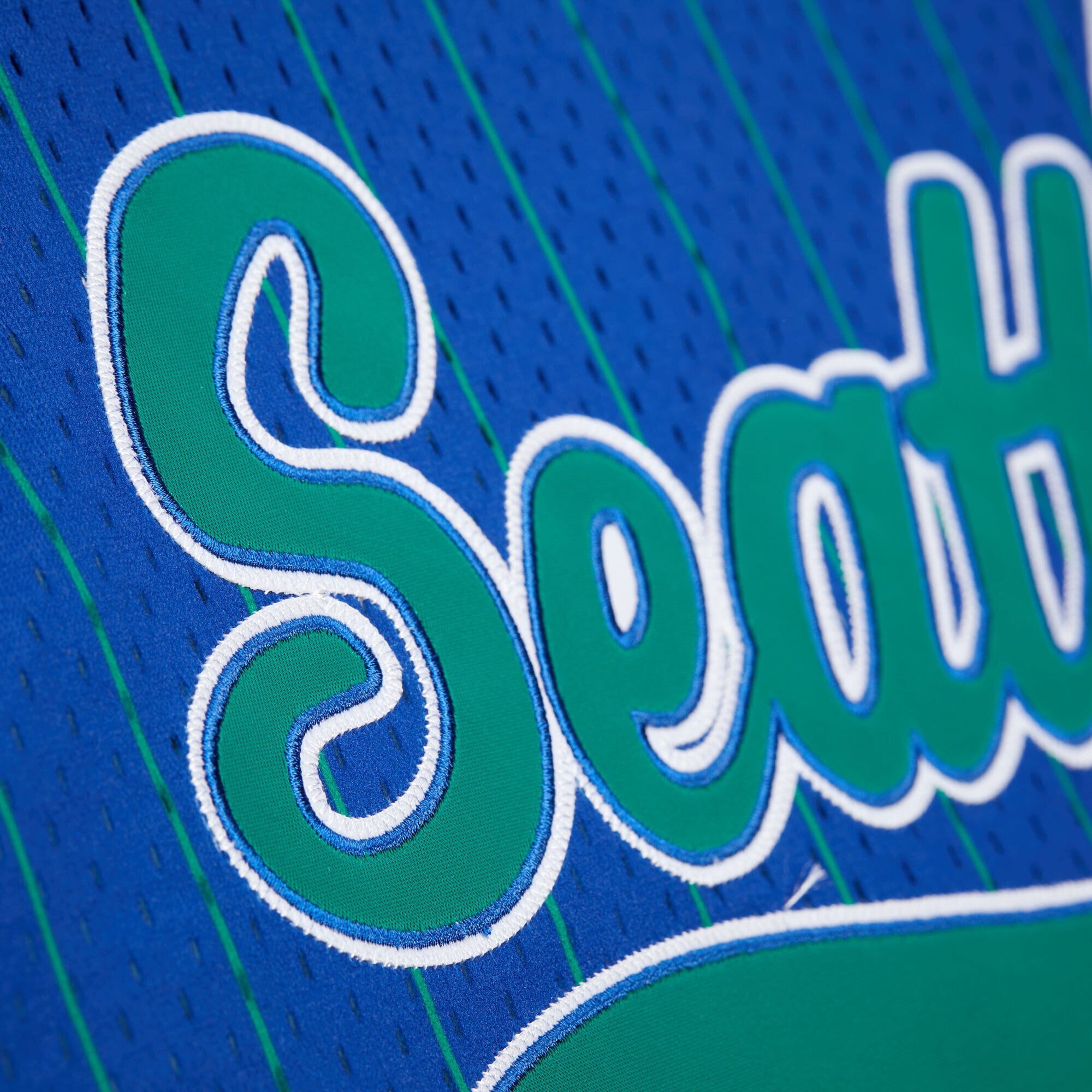 Seattle Seahawks Mitchell & Ness Final Seconds Striped Mesh Baseball Jersey - Royal - Mens, , rebel_hi-res