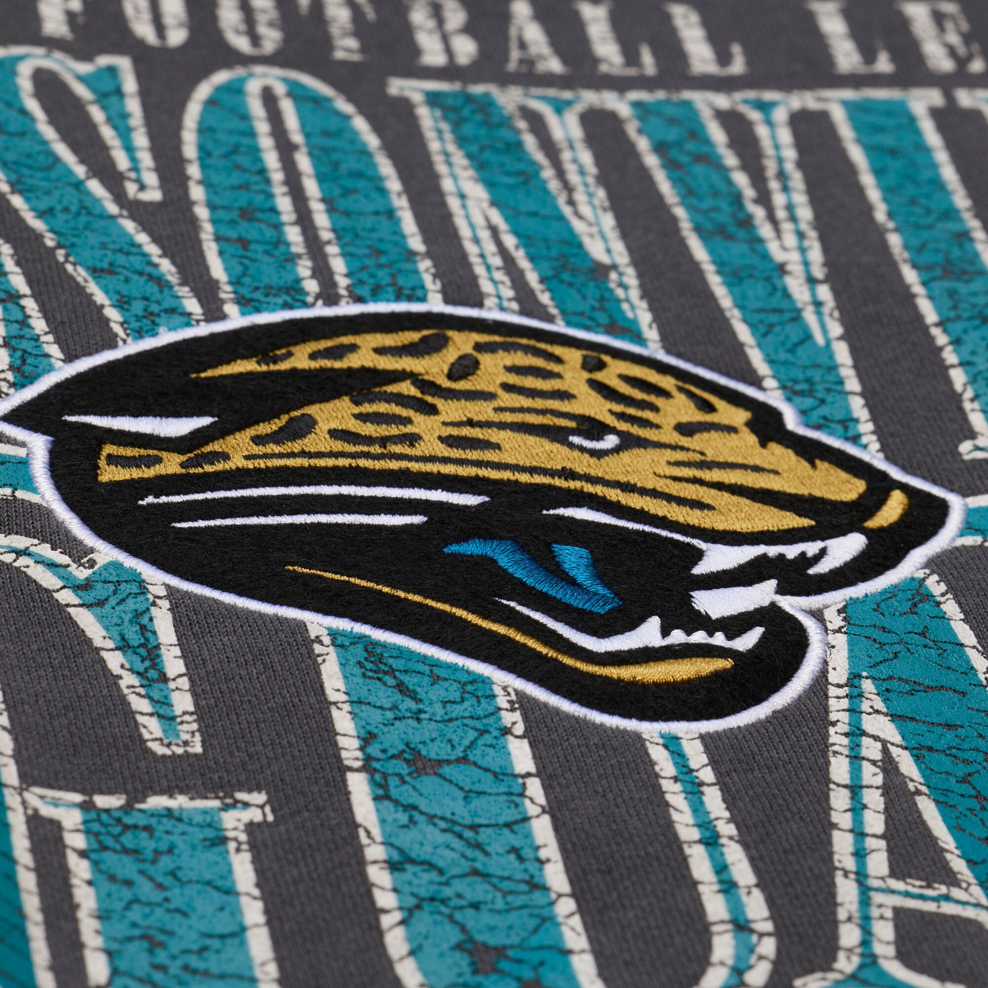 Jacksonville Jaguars Mitchell & Ness Downtown Fleece Crew - Black - Mens, , rebel_hi-res