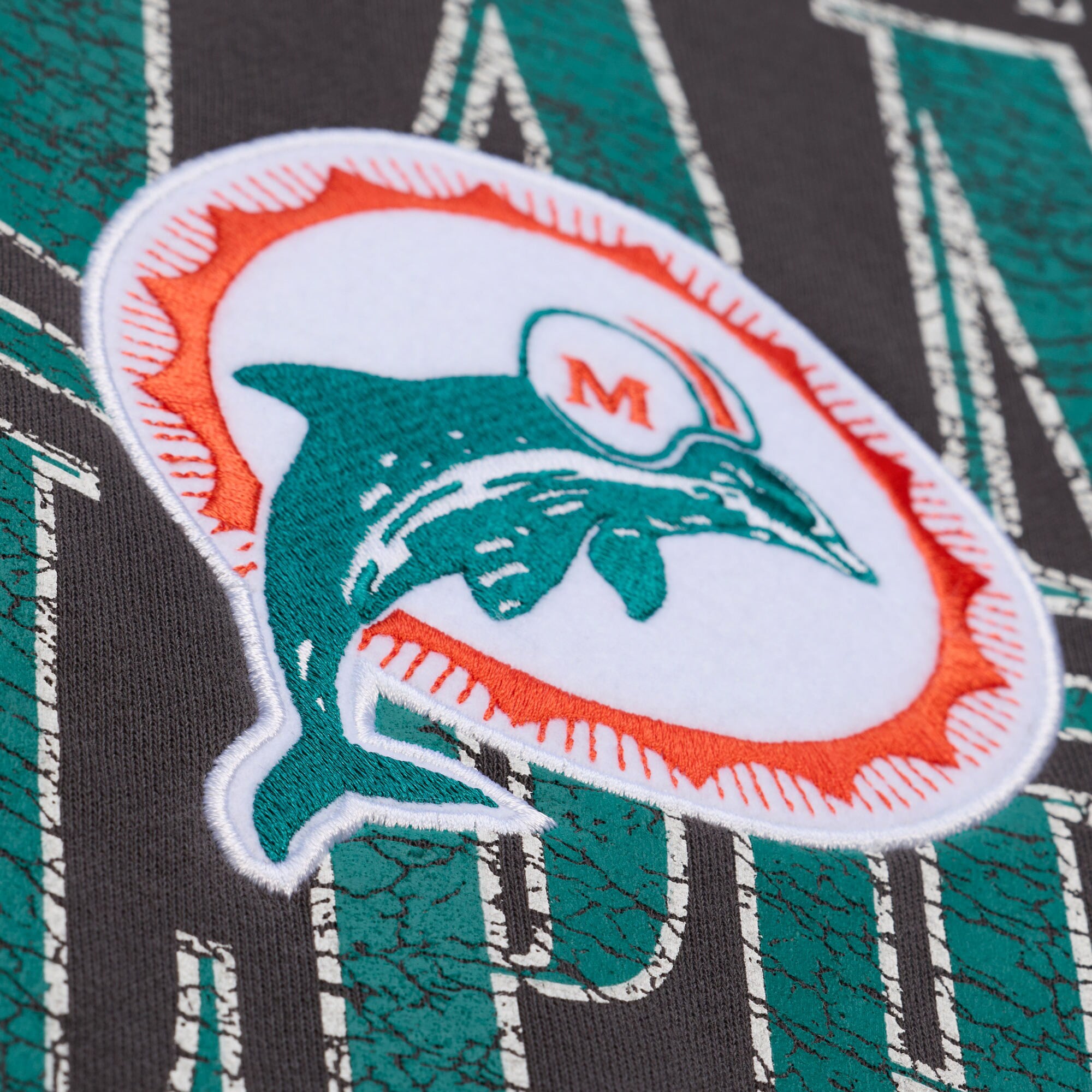 Miami Dolphins Mitchell & Ness Downtown Fleece Crew - Black - Mens, , rebel_hi-res