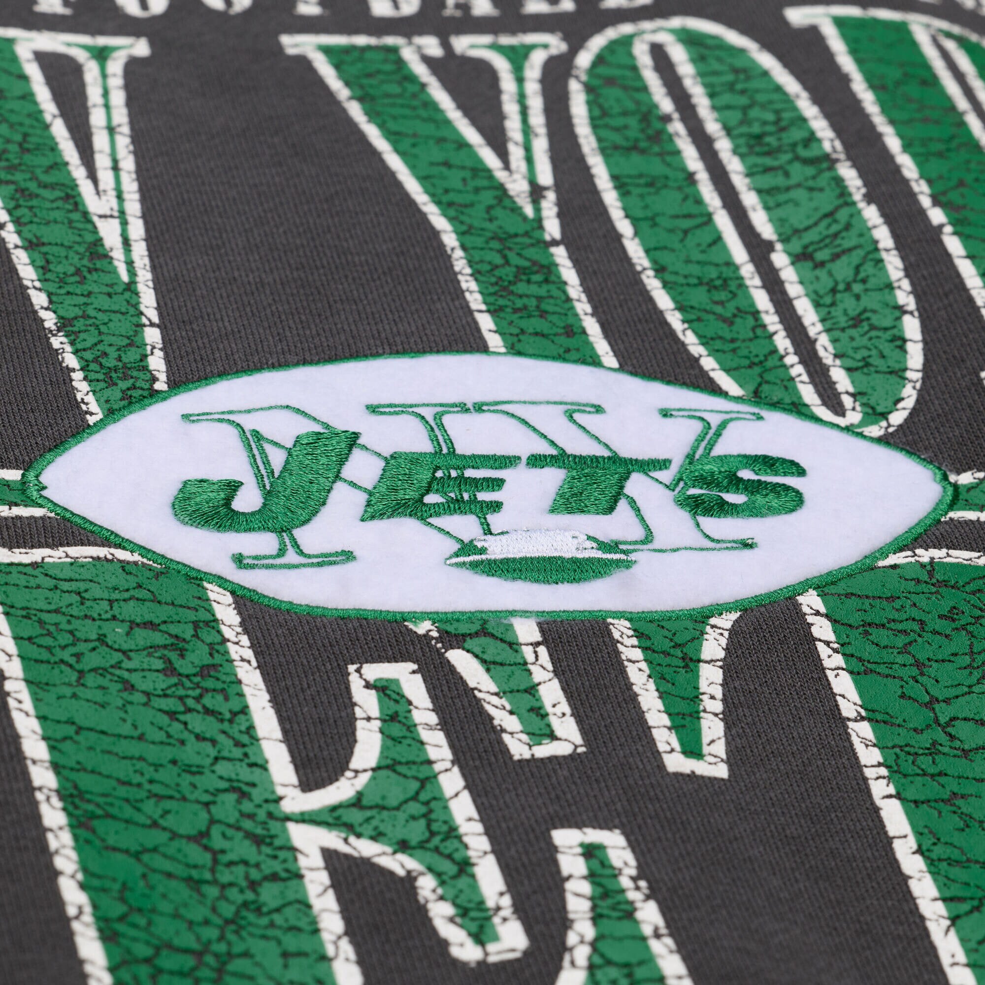 New York Jets Mitchell & Ness Downtown Fleece Crew - Black - Mens, , rebel_hi-res