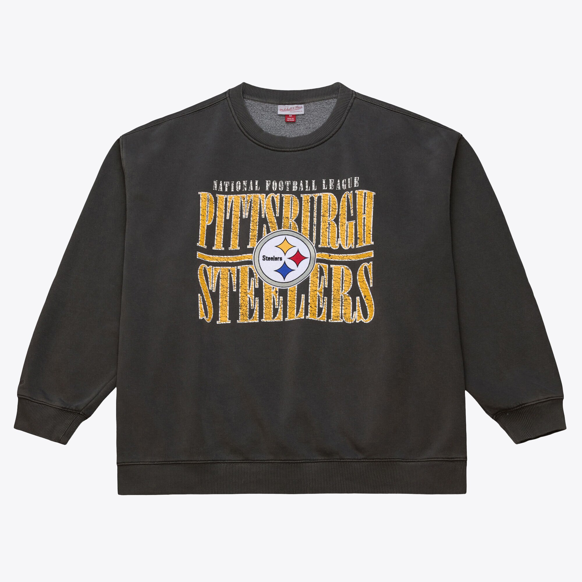 Pittsburgh Steelers Mitchell & Ness Downtown Fleece Crew - Black - Mens