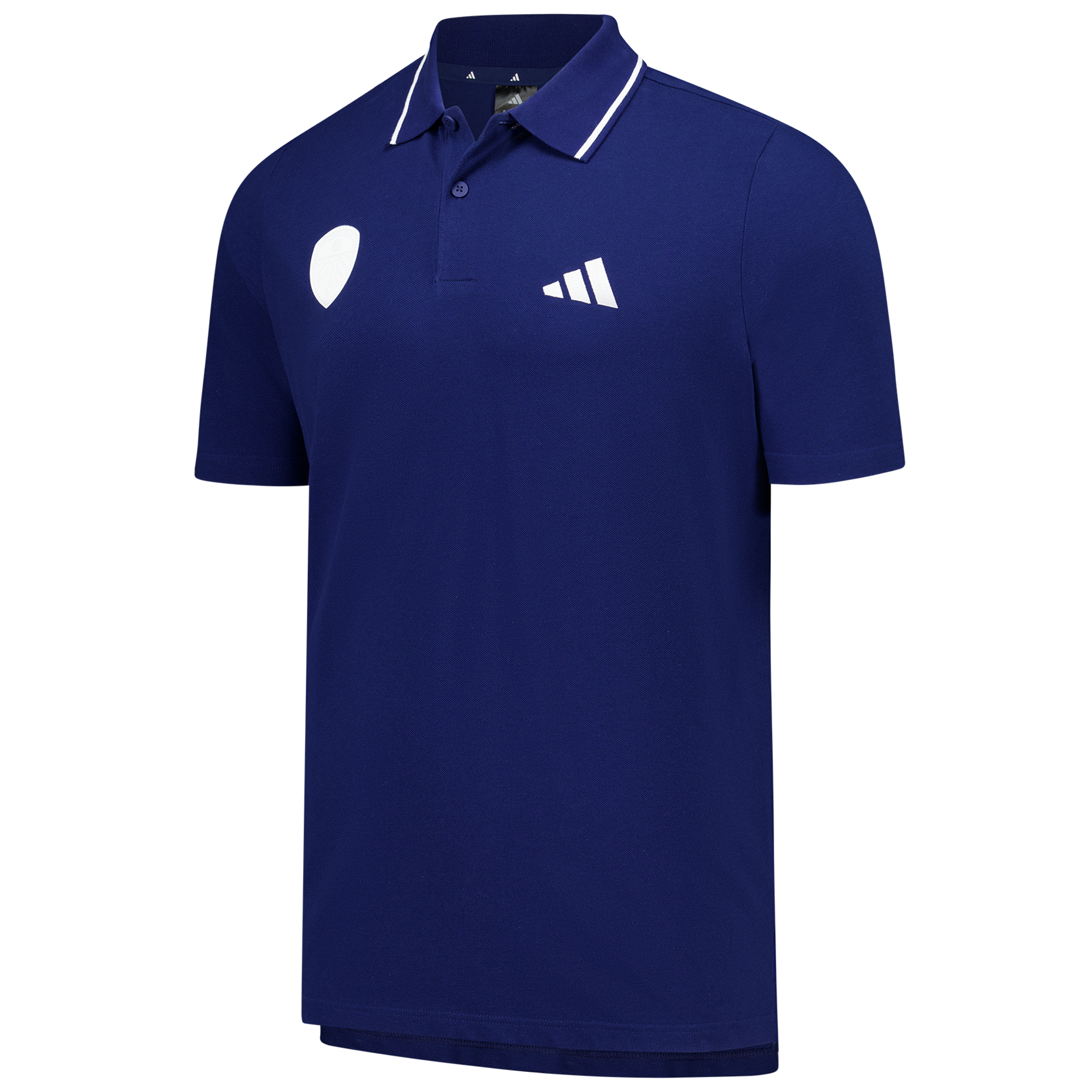 Leeds United adidas Pique Polo Shirt - Dark Blue, , rebel_hi-res