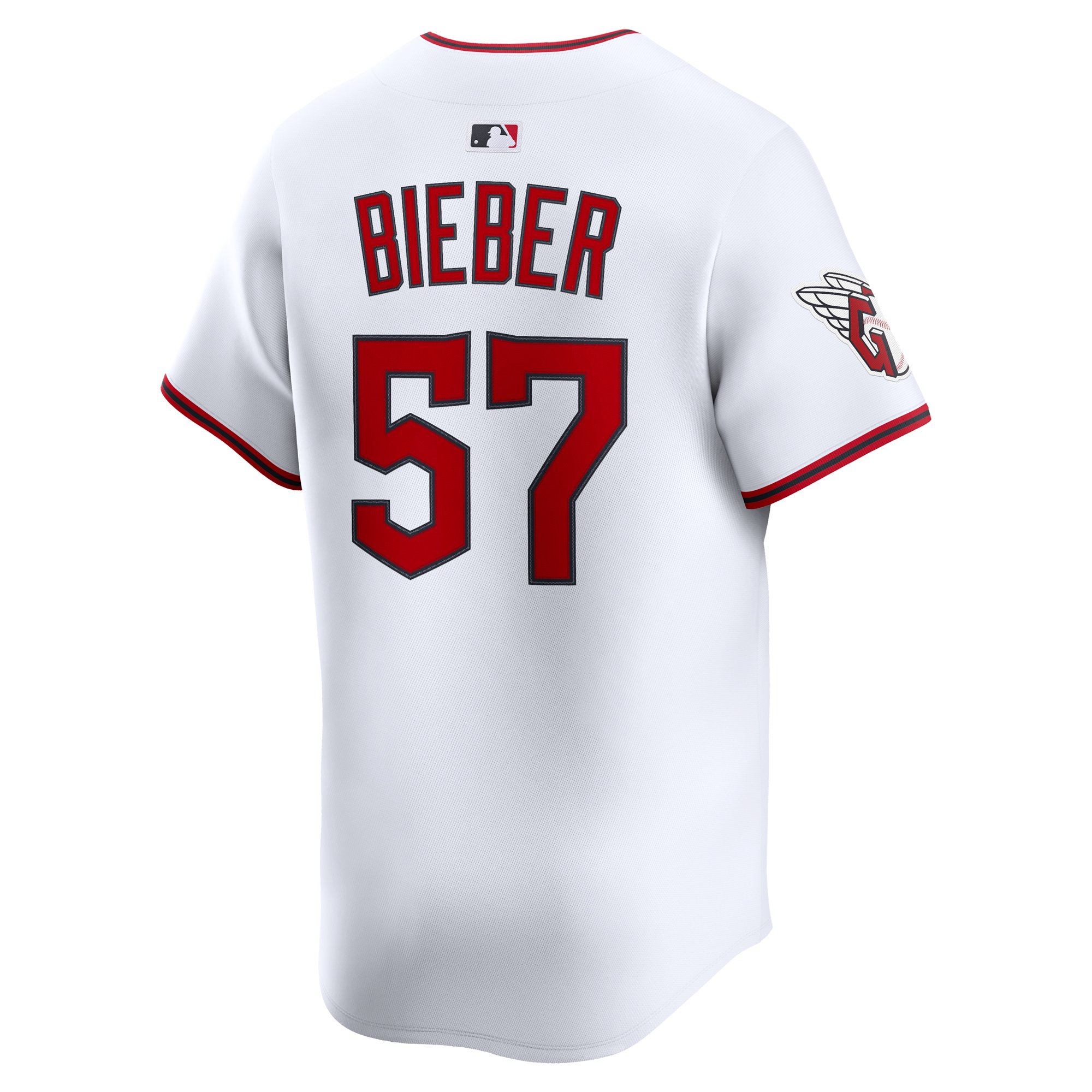 Cleveland Guardians Nike MLB Limited Home Jersey - White - Shane Bieber - Mens, , rebel_hi-res