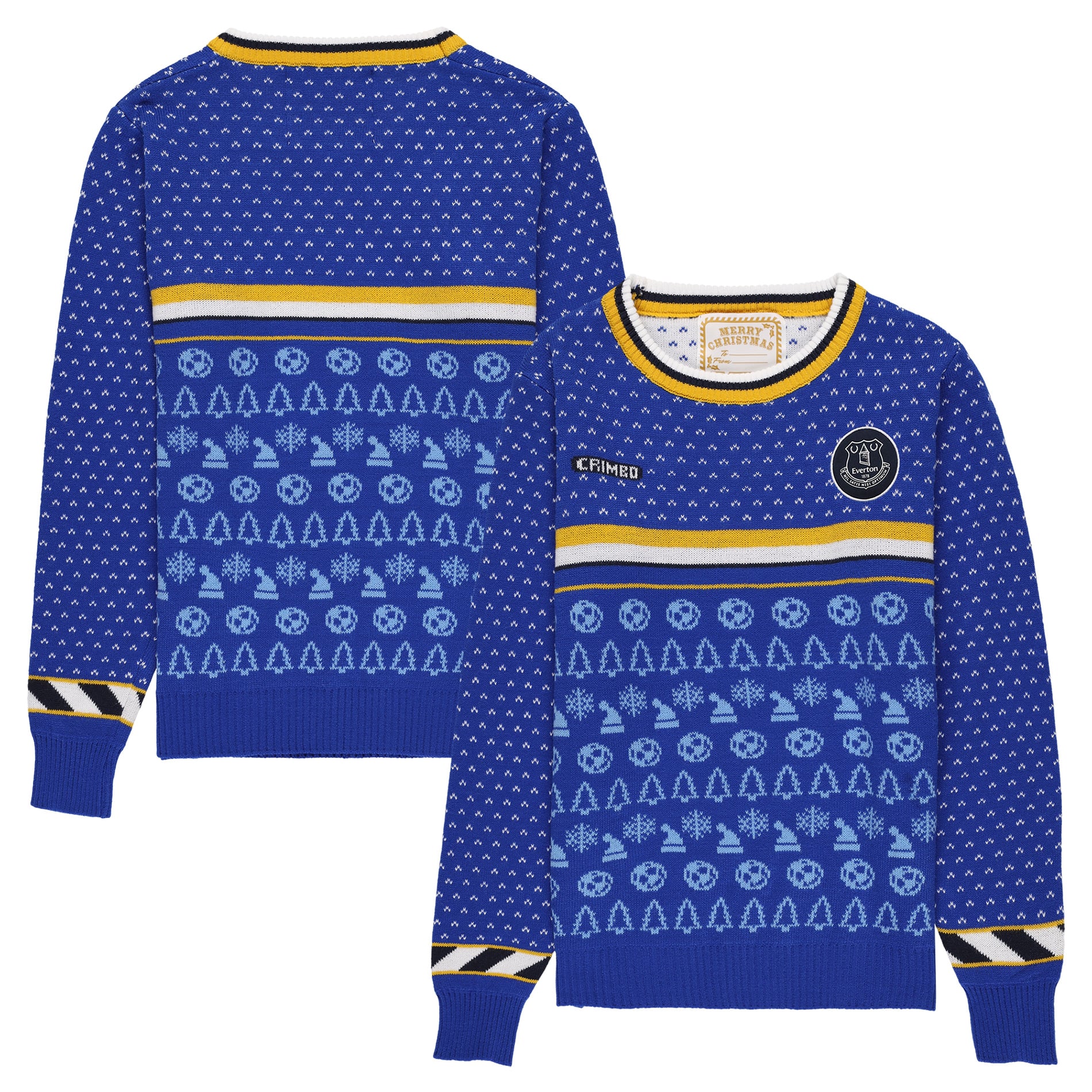 Everton Retro Christmas Jumper - Royal/Yellow - Kids, , rebel_hi-res