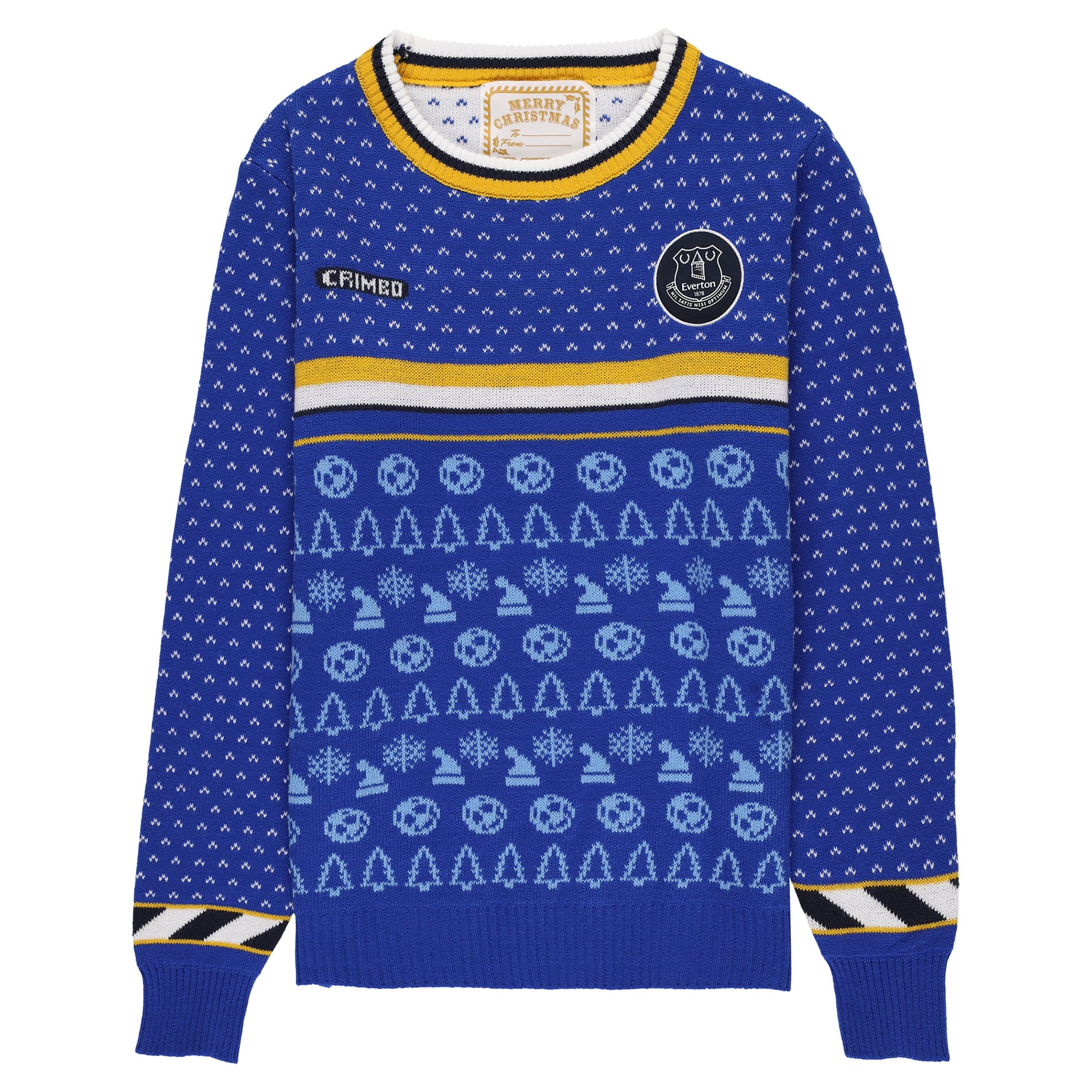 Everton Retro Christmas Jumper - Royal/Yellow - Kids, , rebel_hi-res