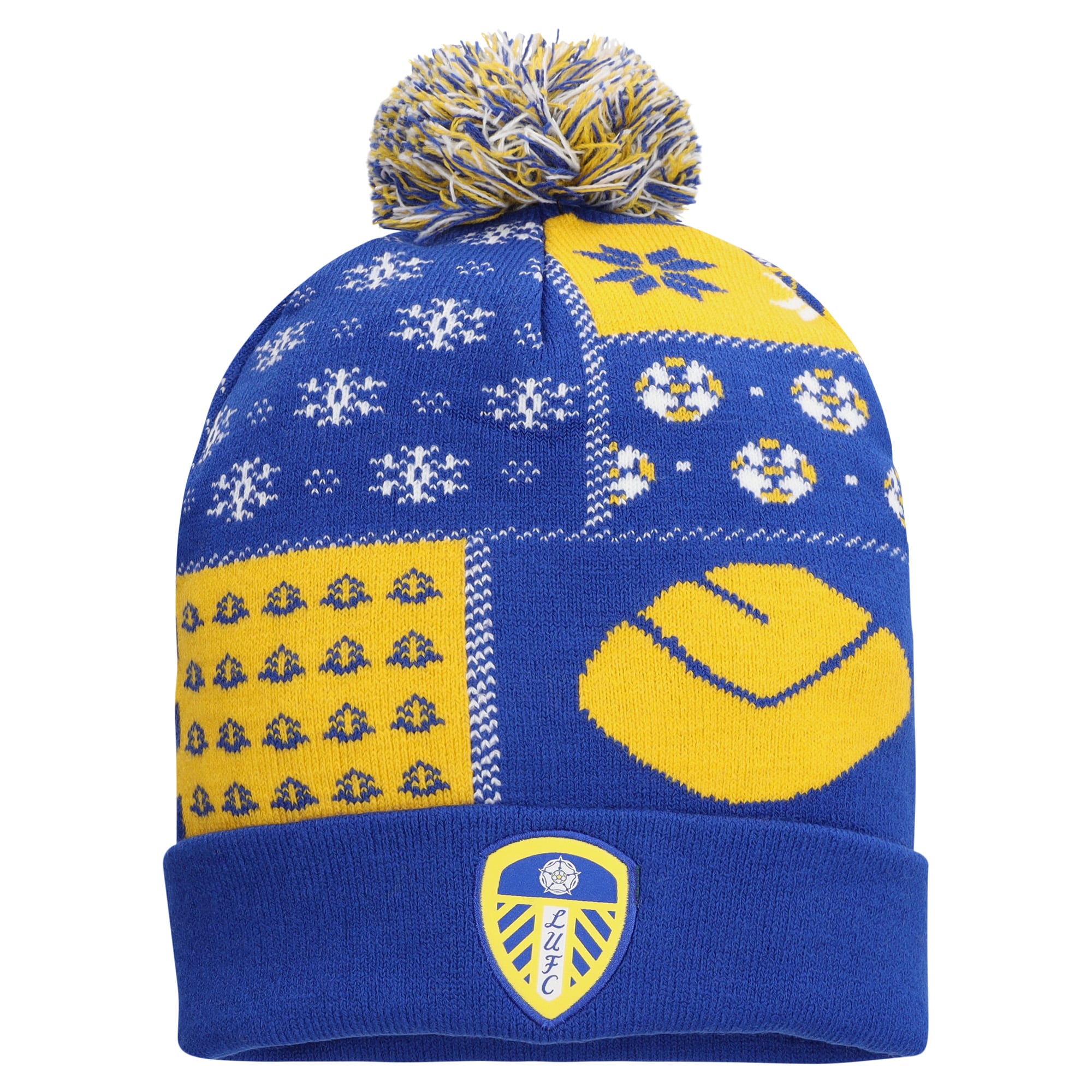 Leeds United Christmas Bobble Hat - Adults, , rebel_hi-res