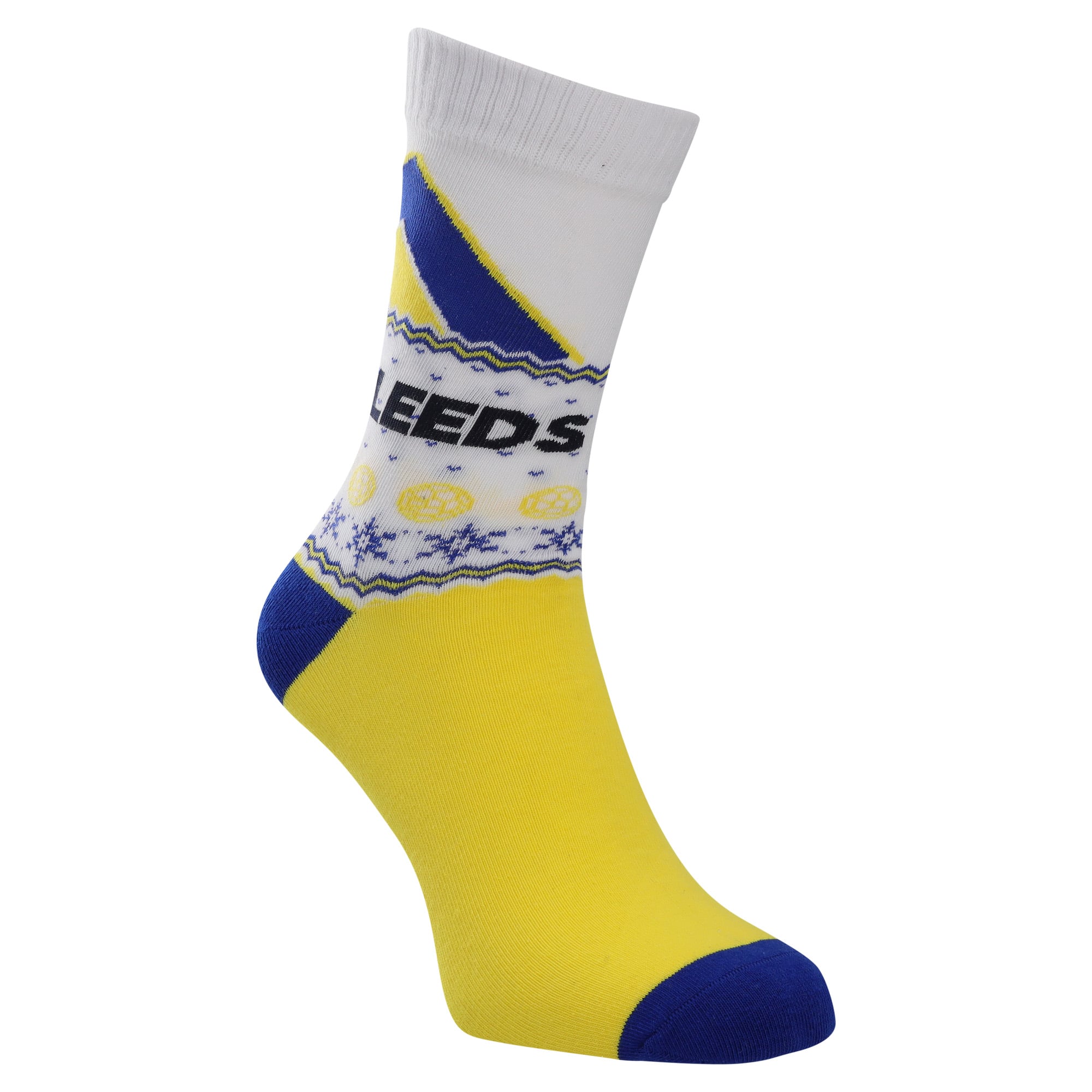 Leeds United Retro Christmas Socks - White - Adults, , rebel_hi-res