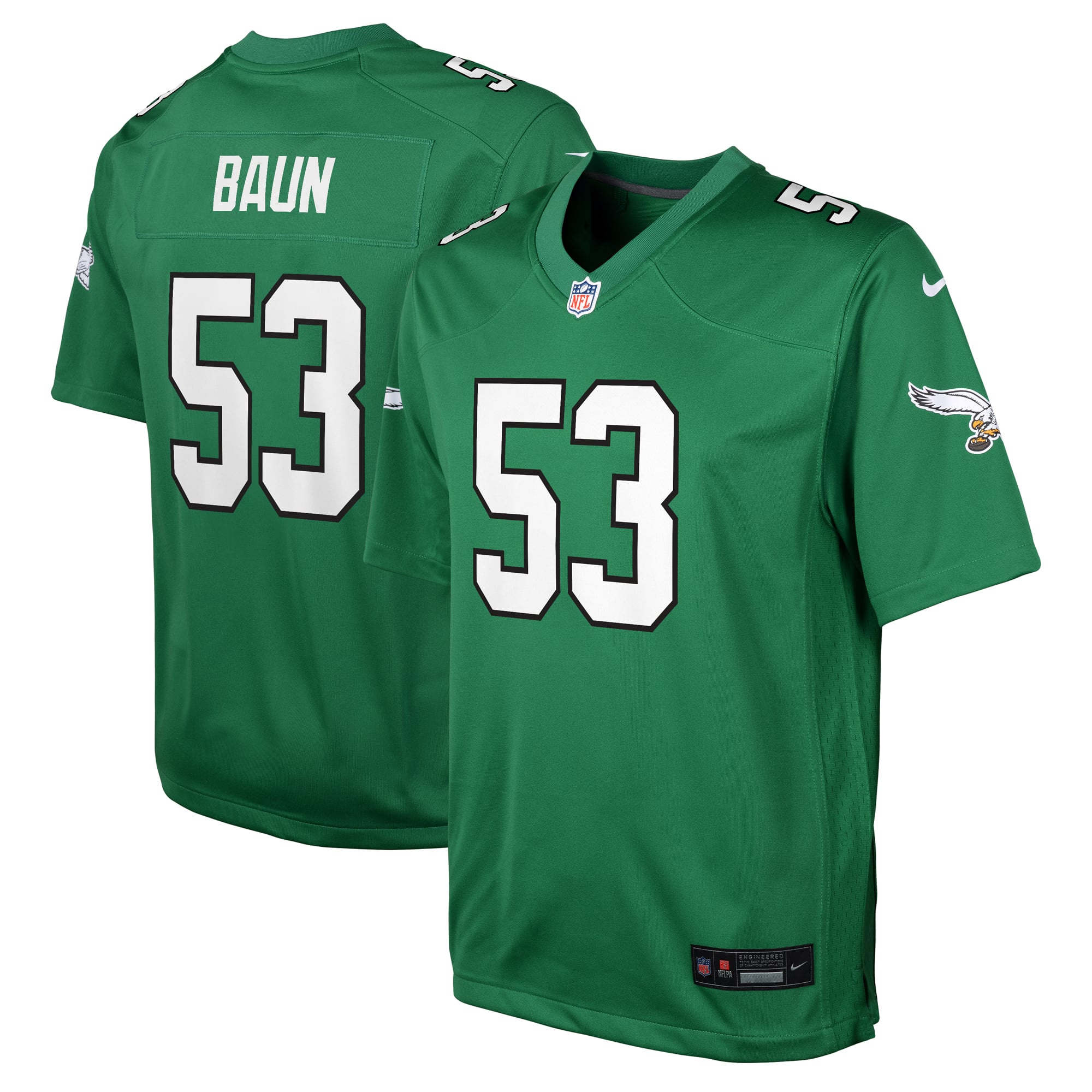Philadelphia Eagles Nike Game Secondary Alternate Jersey - Kelly Green - Zack Baun - Youth