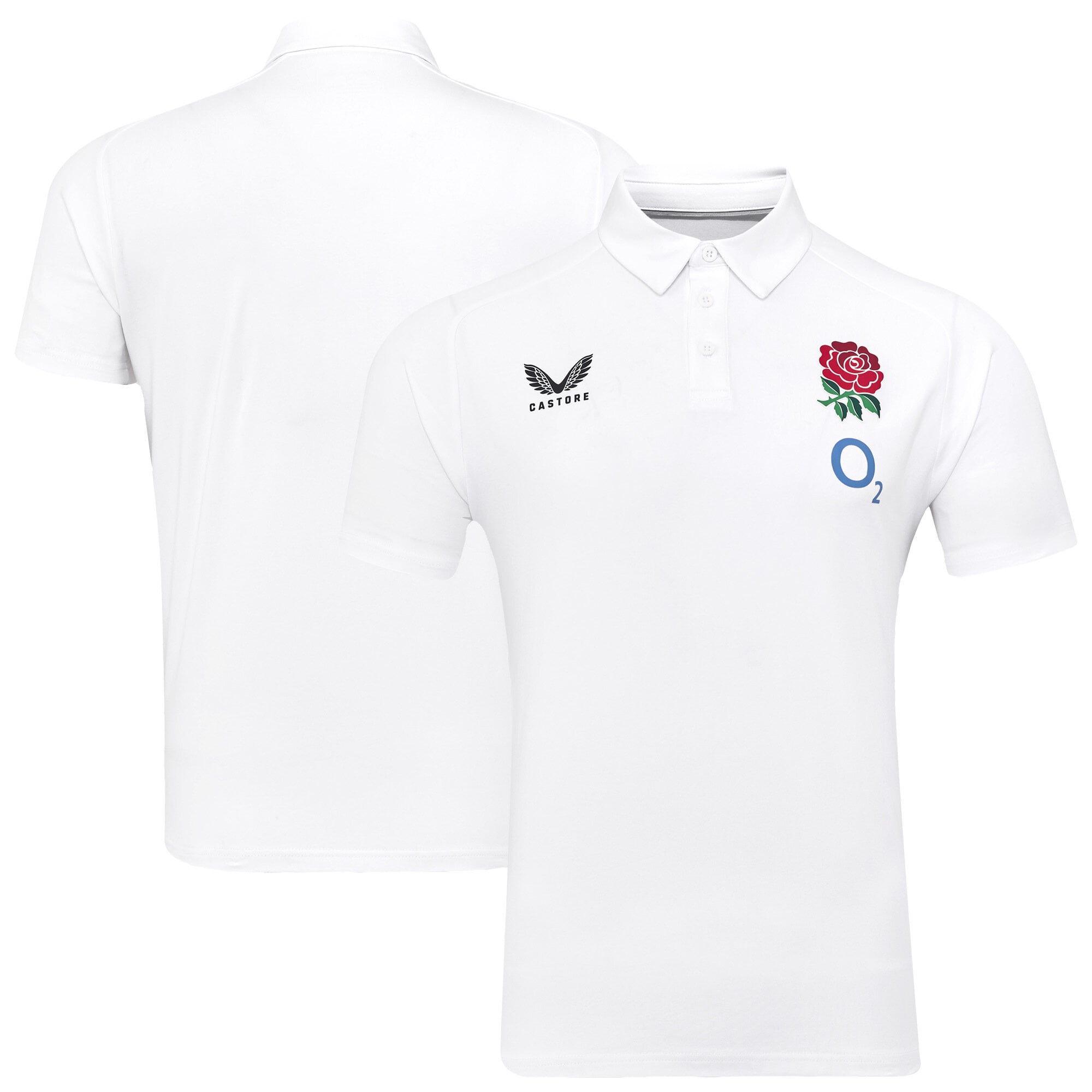 England Rugby Travel Short Sleeve Polo - White - Mens